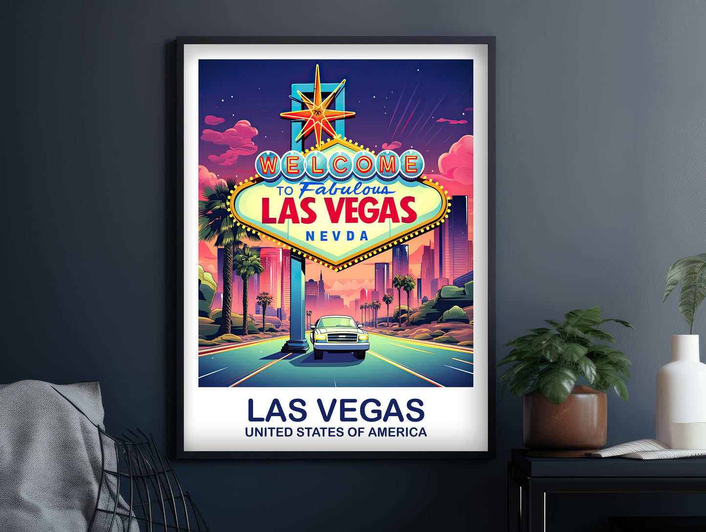 Las Vegas Travel Print, Las Vegas Sign, Las Vegas Wall Art Poster, Las Vegas Sign Poster, Las Vegas Nevada Poster Wall Art | T2NA_NVLV1