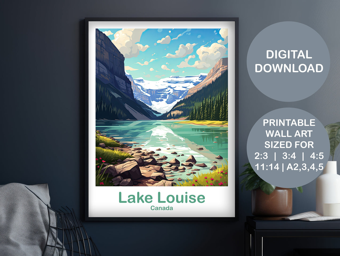 Lake Louise Travel Wall Art, Alberta Wall Art, Printable Lake Louise Wall Art, Banff Travel Art, Digital Canada Travel Art | DT2NA_ABLL1