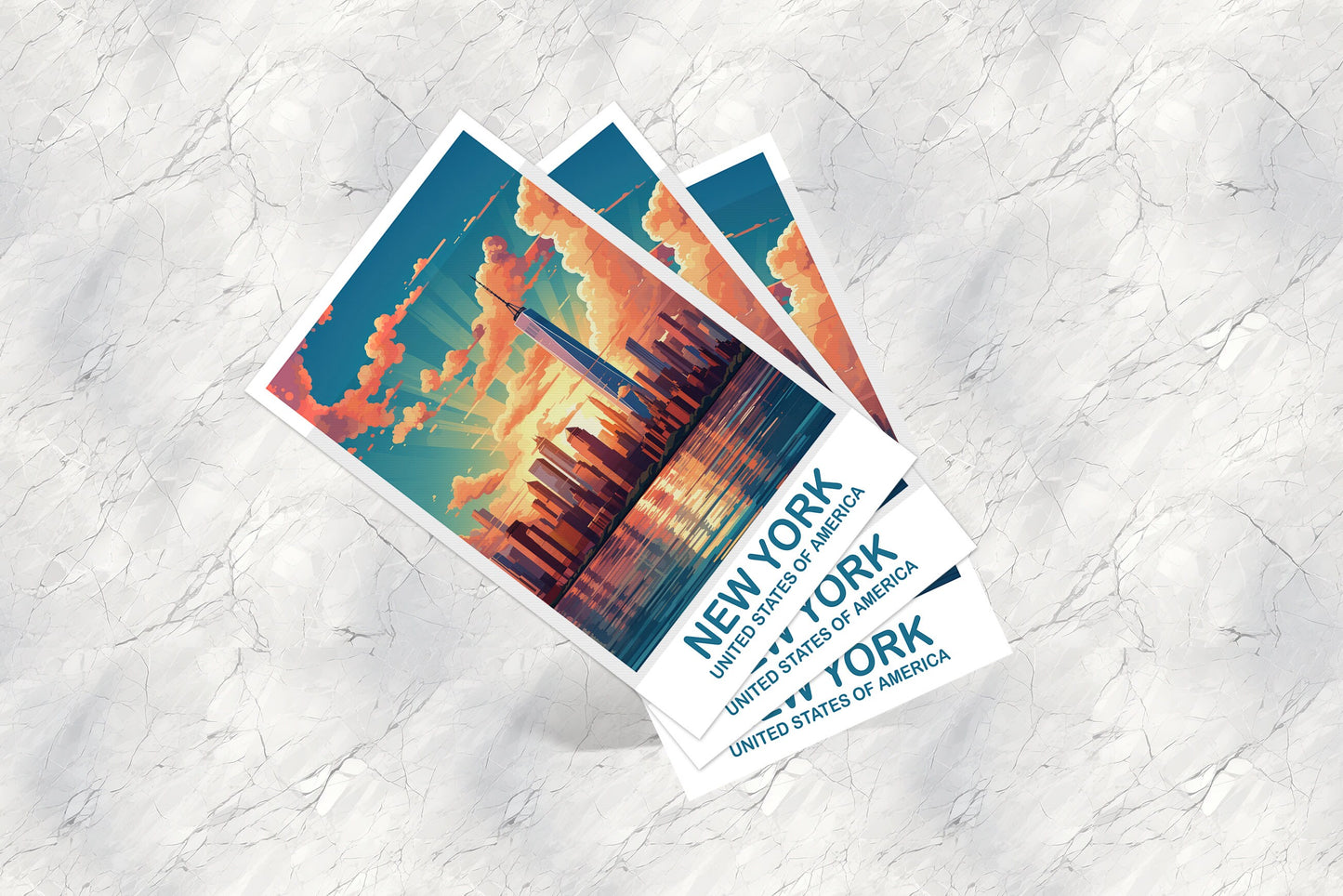 New York Travel Postcard, Manhattan Skyline Postcard, Big Apple Postcard, Bright and Vibrant Postcard, Travel Postcard | T2NA_NYNY1_P