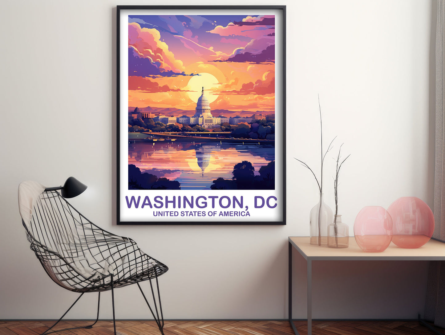 Washington DC Travel Print Wall Art, Washington DC Wall Art, Capital Hill Poster, City Skyline Sunset Wall Art, North America | T2NA_DCWA1