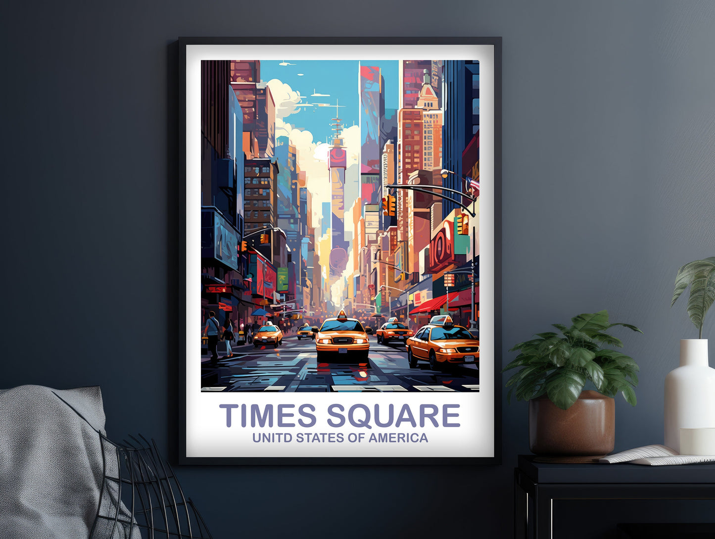 Times Square Travel Print, Times Square Wall Art, New York Wall Art, Big Apple Poster, New York Taxis Wall Art | T2NA_NYNY3