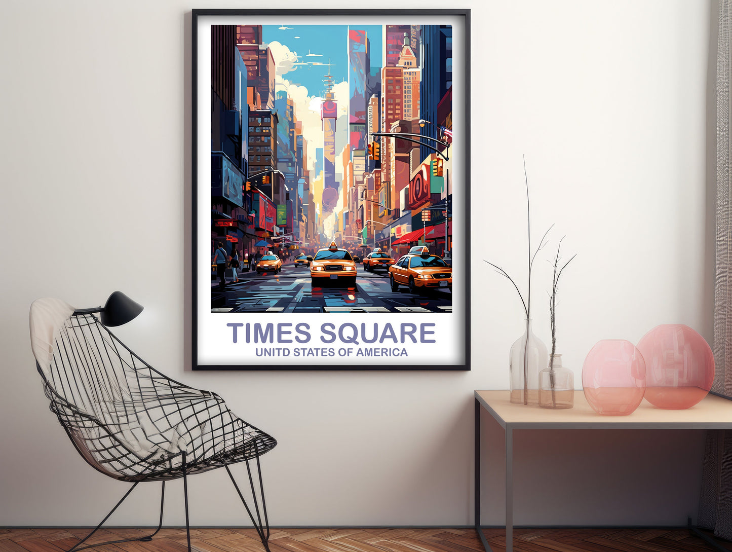 Times Square Travel Print, Times Square Wall Art, New York Wall Art, Big Apple Poster, New York Taxis Wall Art | T2NA_NYNY3