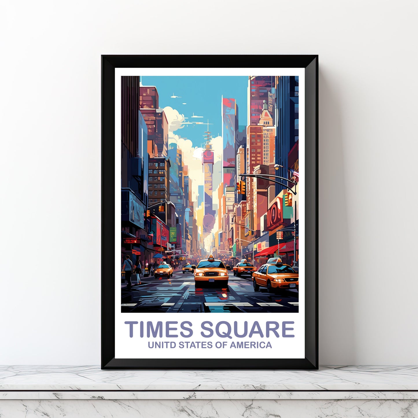 Times Square Travel Print, Times Square Wall Art, New York Wall Art, Big Apple Poster, New York Taxis Wall Art | T2NA_NYNY3