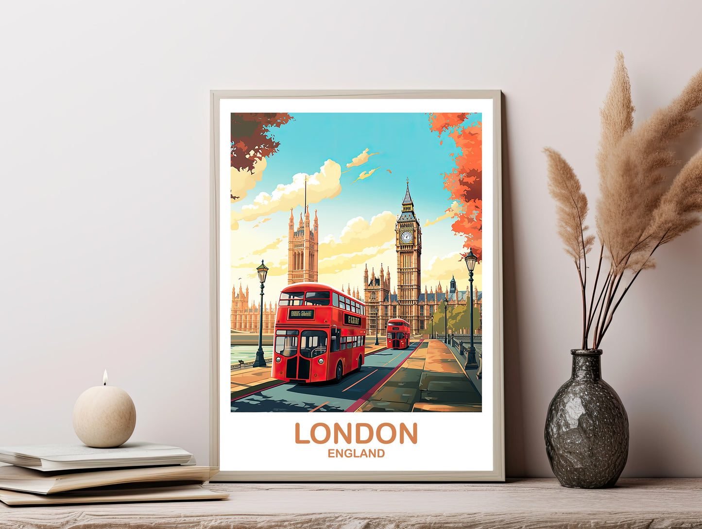 Digital London Travel Art Poster, Printable London Travel WallArt, England, Big Ben Travel Wall Art, England Travel Wall Art | DT2EU_ENLO2