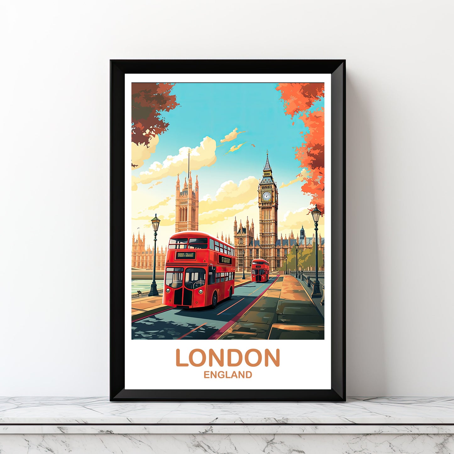 Digital London Travel Art Poster, Printable London Travel WallArt, England, Big Ben Travel Wall Art, England Travel Wall Art | DT2EU_ENLO2