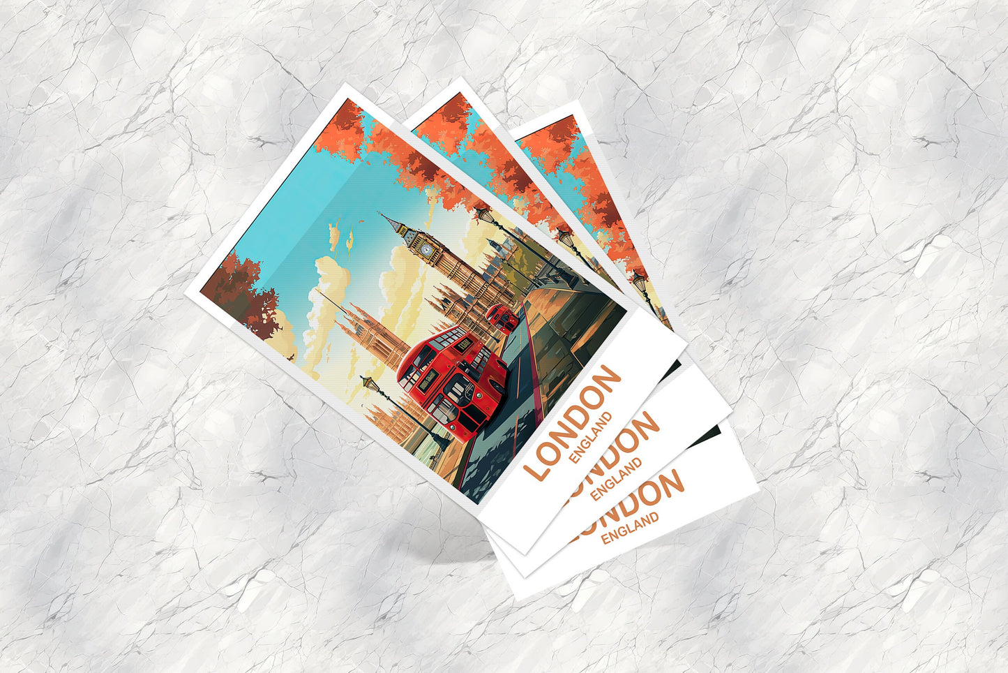 London Travel Postcard Art, London Travel Art, England Postcard, Big Ben Travel Postcard Art, England Travel Art | T2EU_ENLO2_P