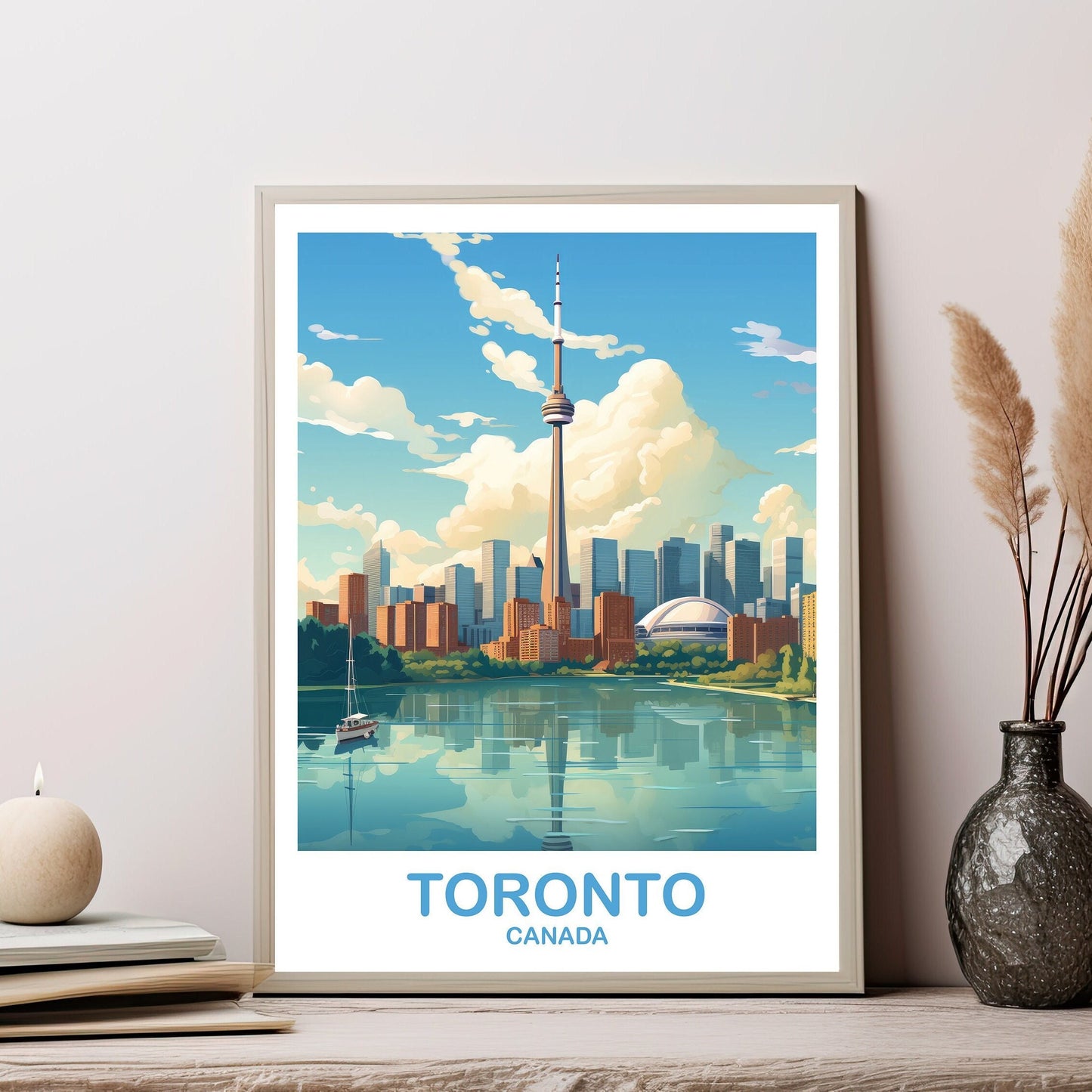 Toronto Travel Wall Print, Ontario Travel Wall Art, Toronto Wall Art Poster, City Skyline Wall Art, Lake Ontario | T2NA_ONTO3
