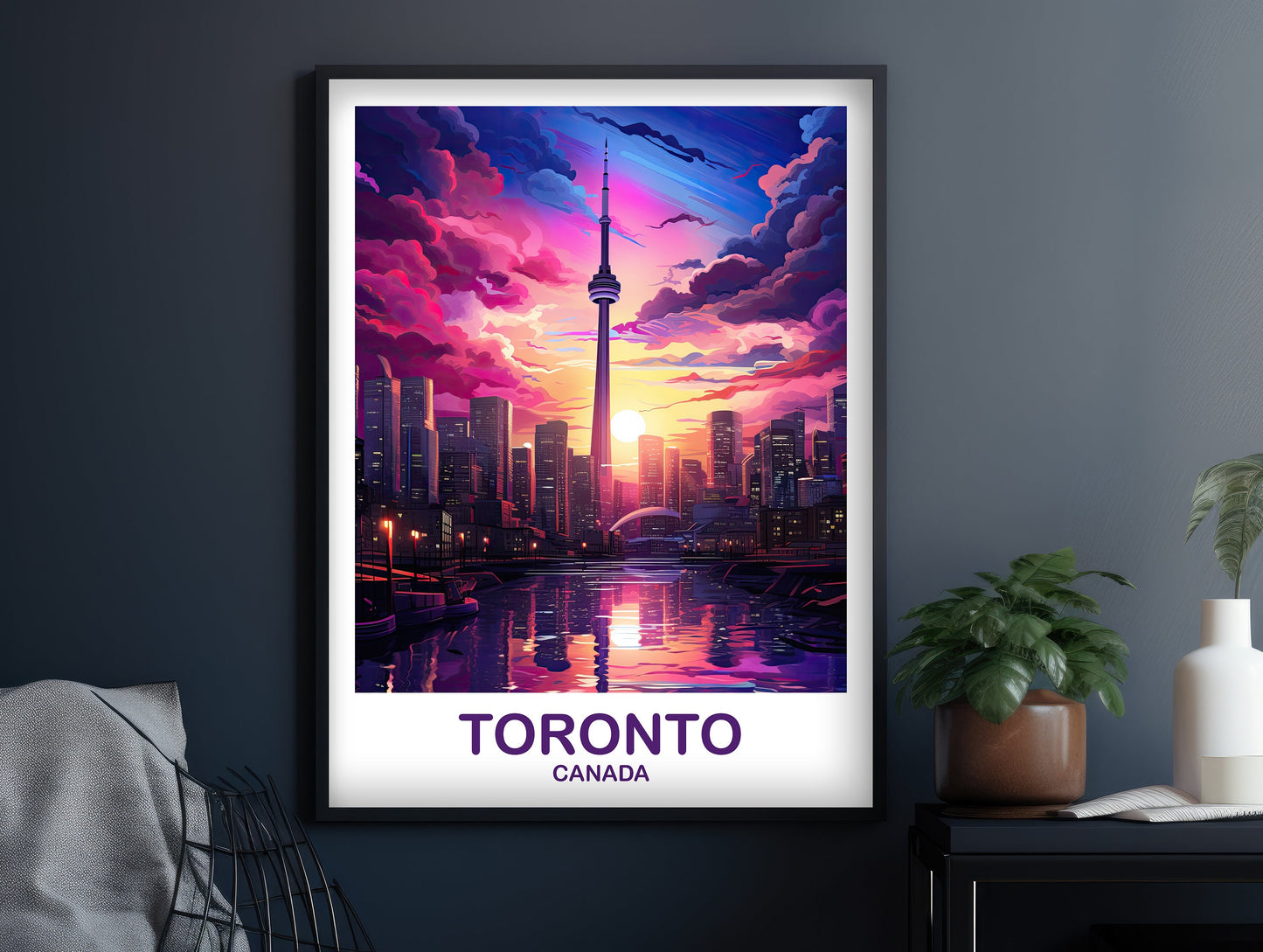 Toronto Travel Wall Print, Ontario Travel Wall Art, Toronto Wall Art Poster, City Skyline Wall Art, Lake Ontario | T2NA_ONTO4