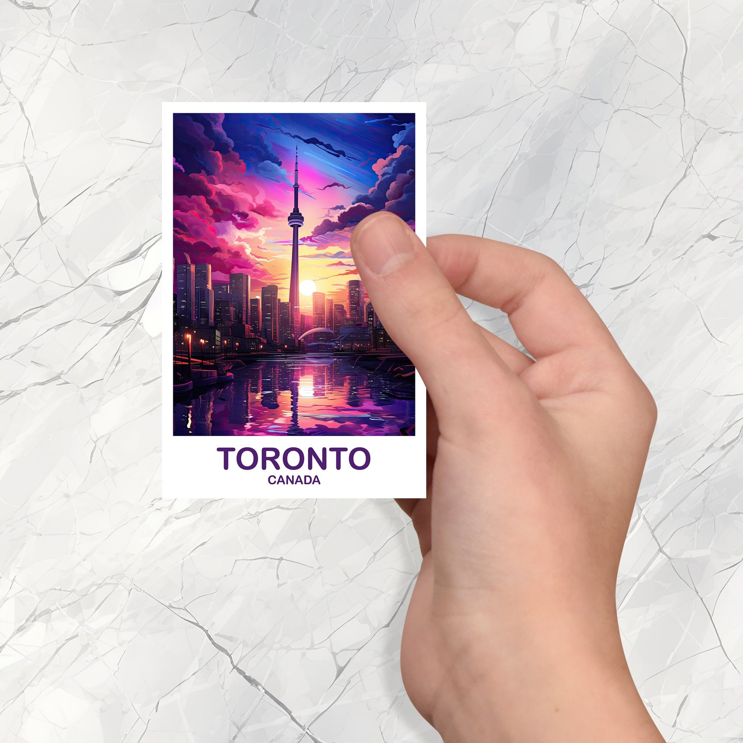 Toronto Travel Sticker Decal, Ontario Travel Sticker, Toronto Sticker, City Skyline Art Sticker, Toronto Sunset Sticker | T2NA_ONTO4_S