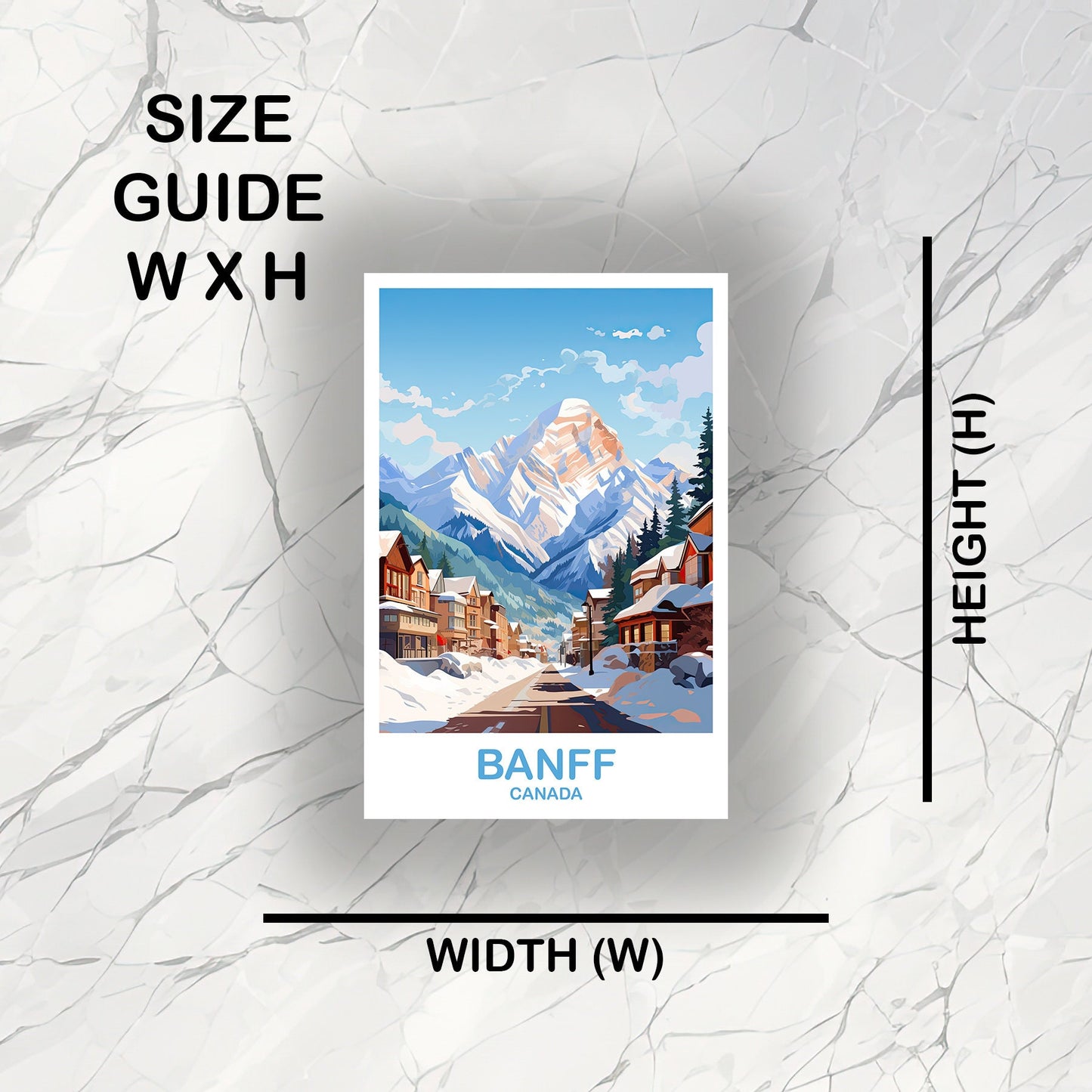 Banff Travel Sticker Decal, Banff National Park Travel Sticker, City Skyline Art Sticker, Rocky Mountain Sticker | T2NA_ABBA1_S
