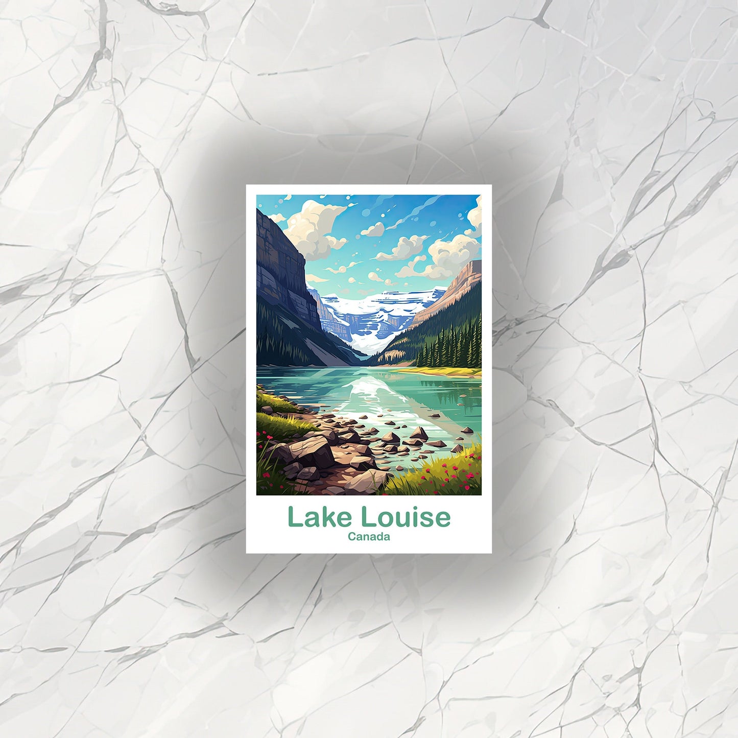 Lake Louise Travel Sticker Decal, Banff National Park Travel Sticker, City Skyline Art Sticker, Rocky Mountain Sticker | T2NA_ABLL1_S