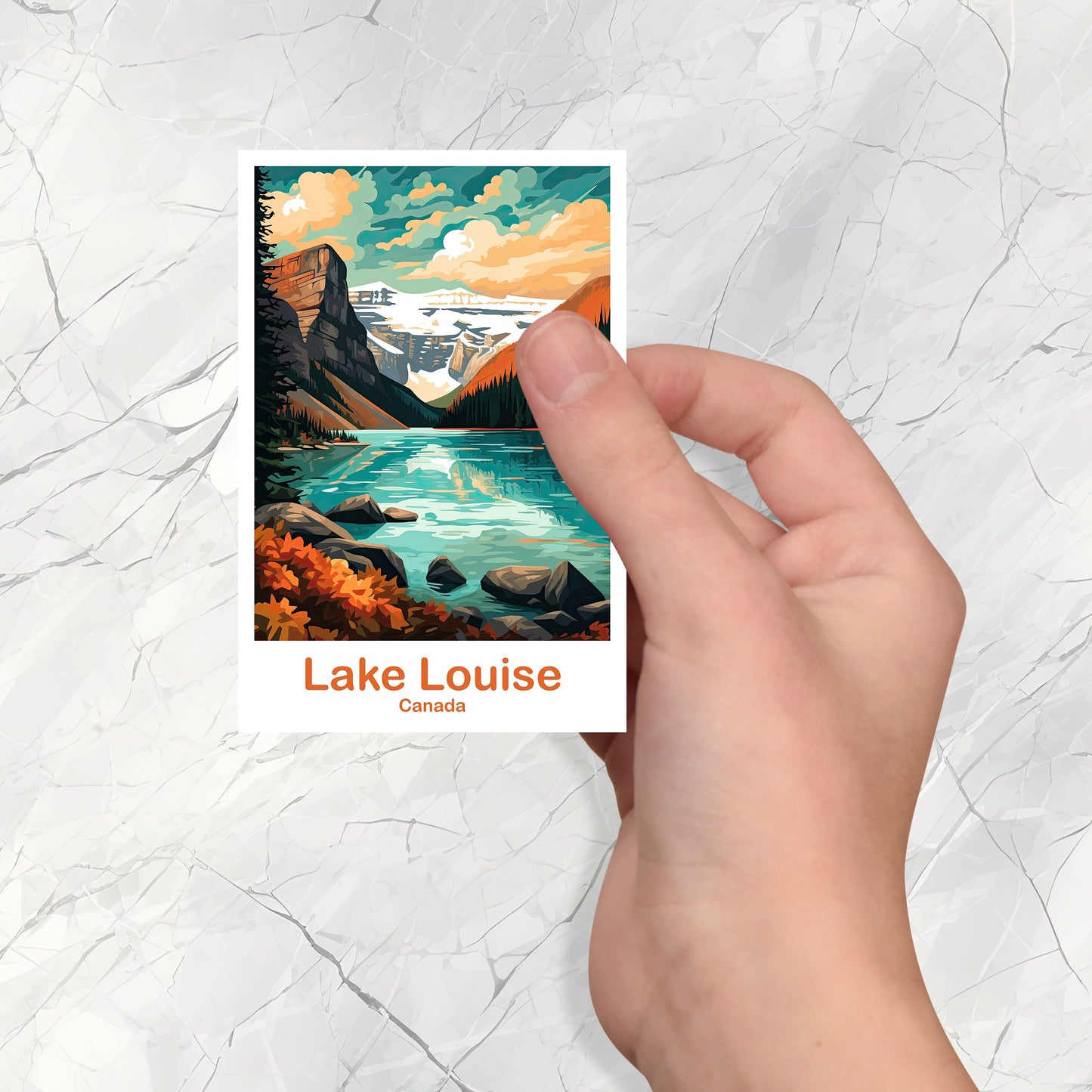 Lake Louise Travel Sticker Decal, Banff National Park Travel Sticker, City Skyline Art Sticker, Rocky Mountain Sticker | T2NA_ABLL2_S