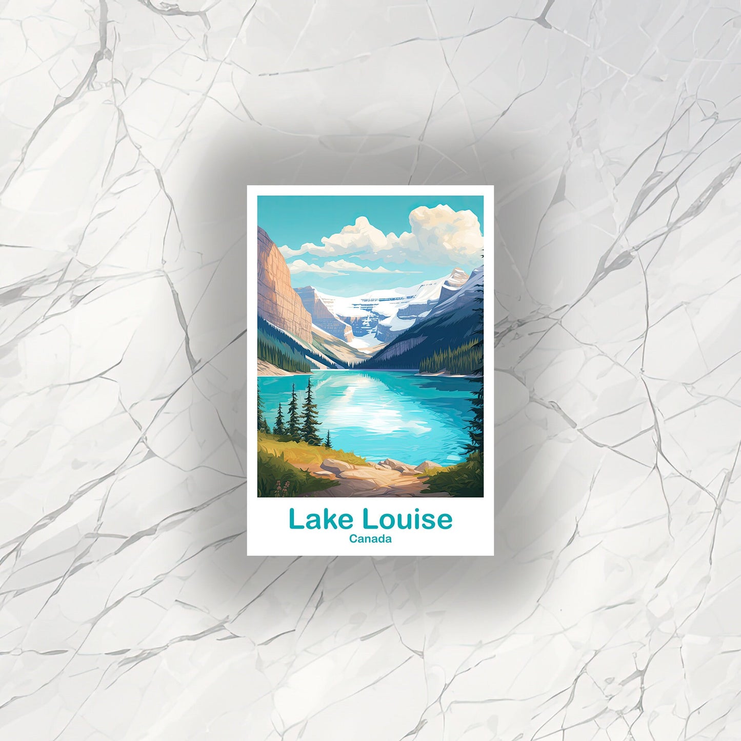 Lake Louise Travel Sticker Decal, Banff National Park Travel Sticker, City Skyline Art Sticker, Rocky Mountain Sticker | T2NA_ABLL3_S