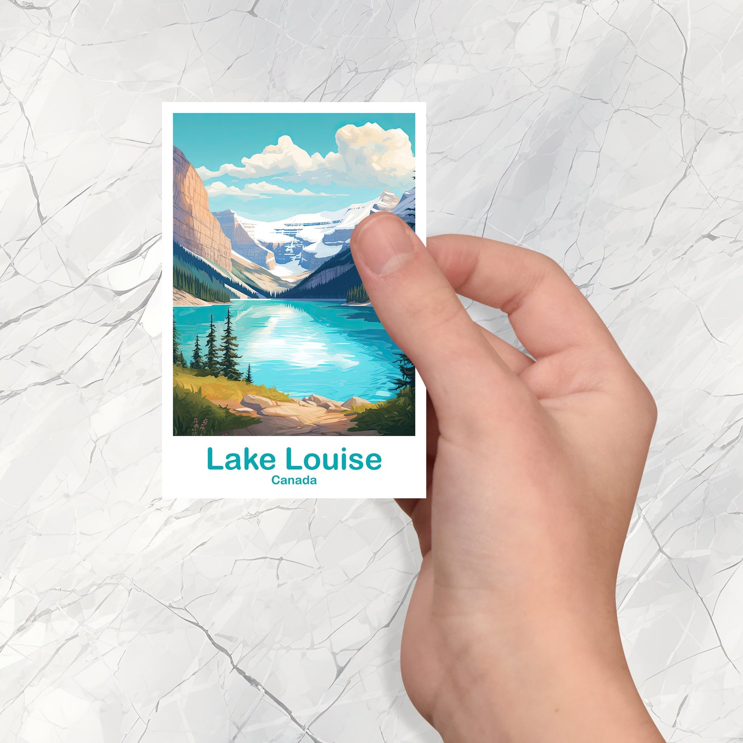 Lake Louise Travel Sticker Decal, Banff National Park Travel Sticker, City Skyline Art Sticker, Rocky Mountain Sticker | T2NA_ABLL3_S