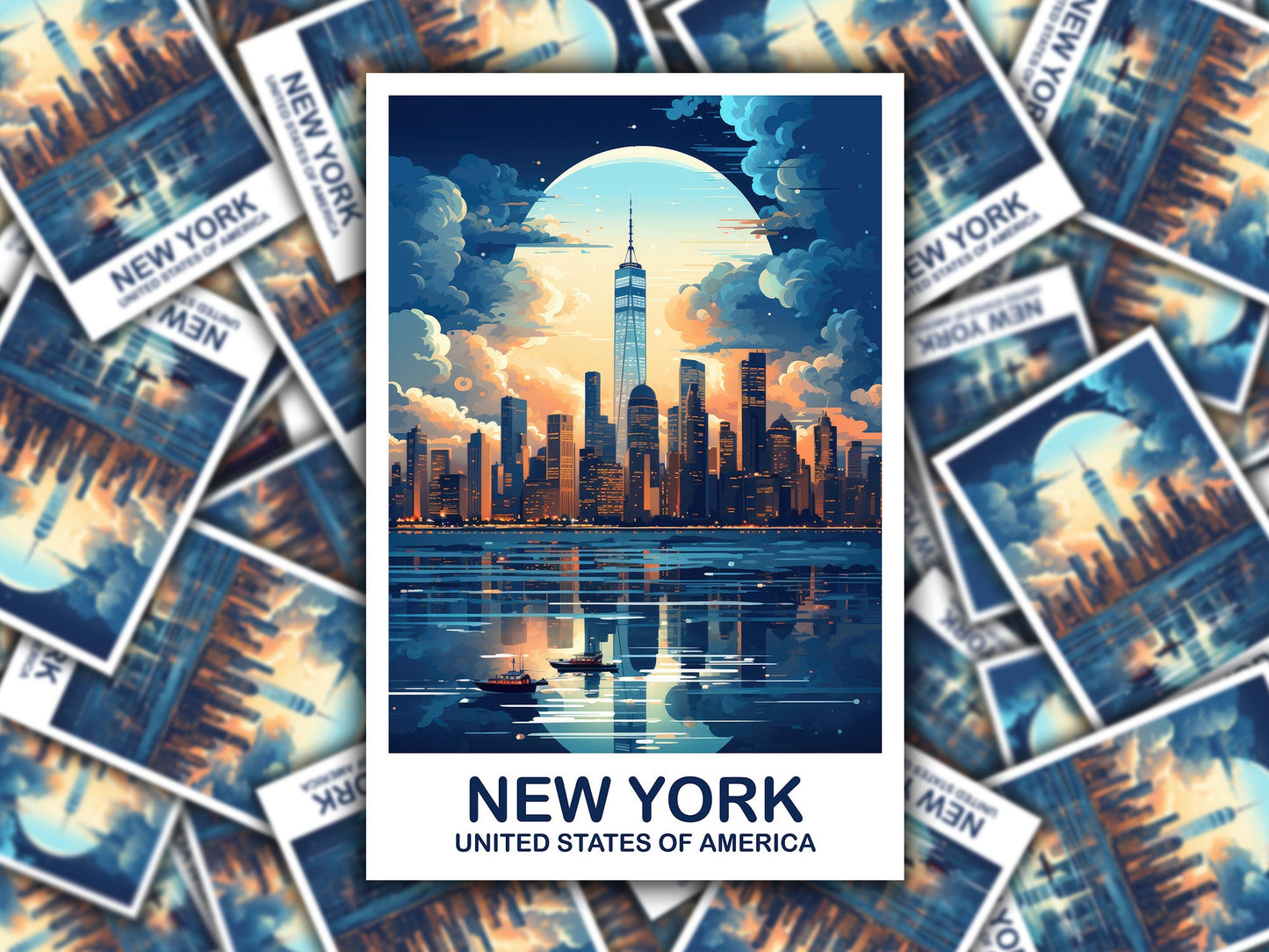 New York Travel Sticker, Manhattan Skyline Sticker, New York Sticker, Big Apple Sticker, Bright and Vibrant Sticker | T2NA_NYNY2_S