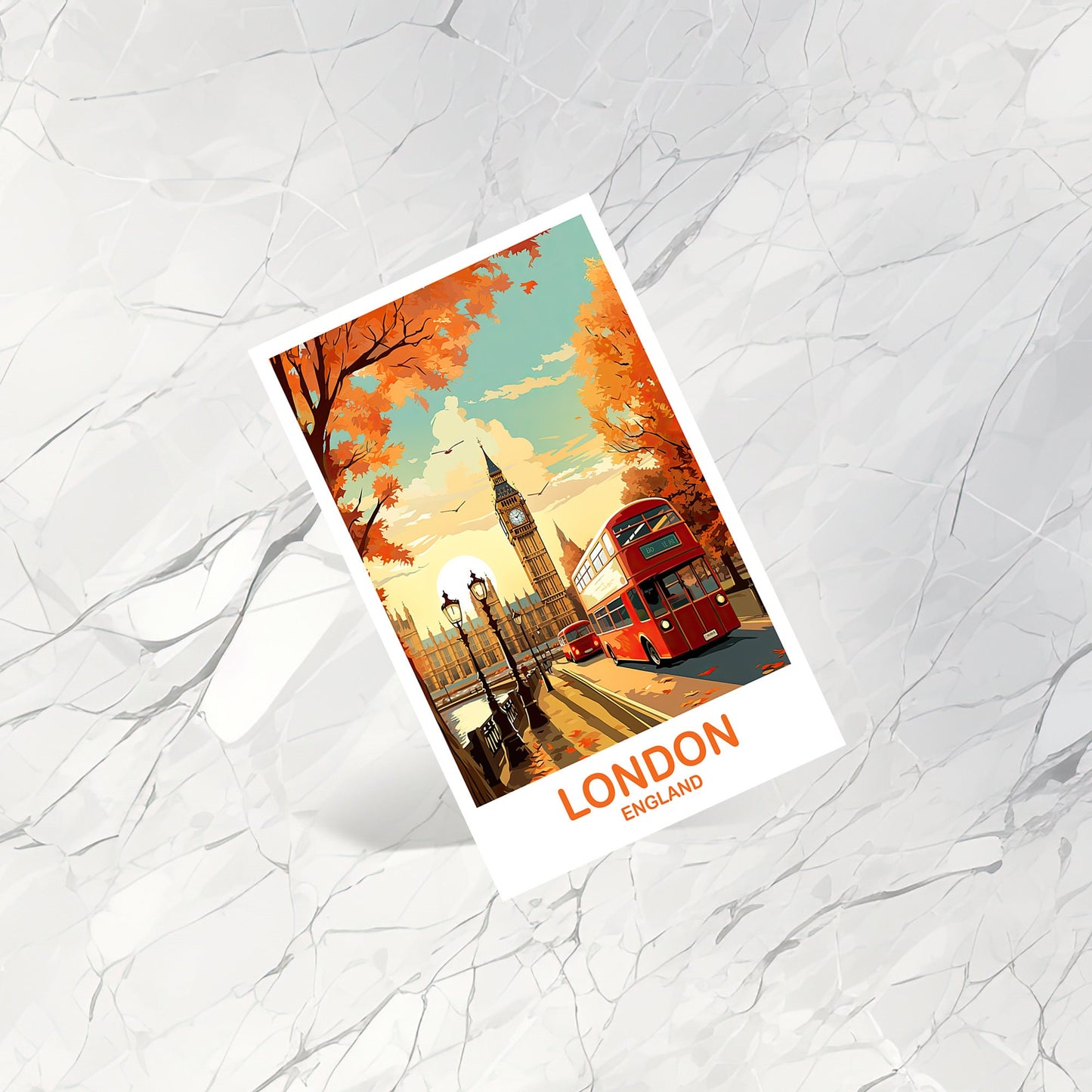 London Travel Art Postcard, London Travel Art, England Postcard, Big Ben Travel Postcard Art, England Travel Art | T2EU_ENL4_P