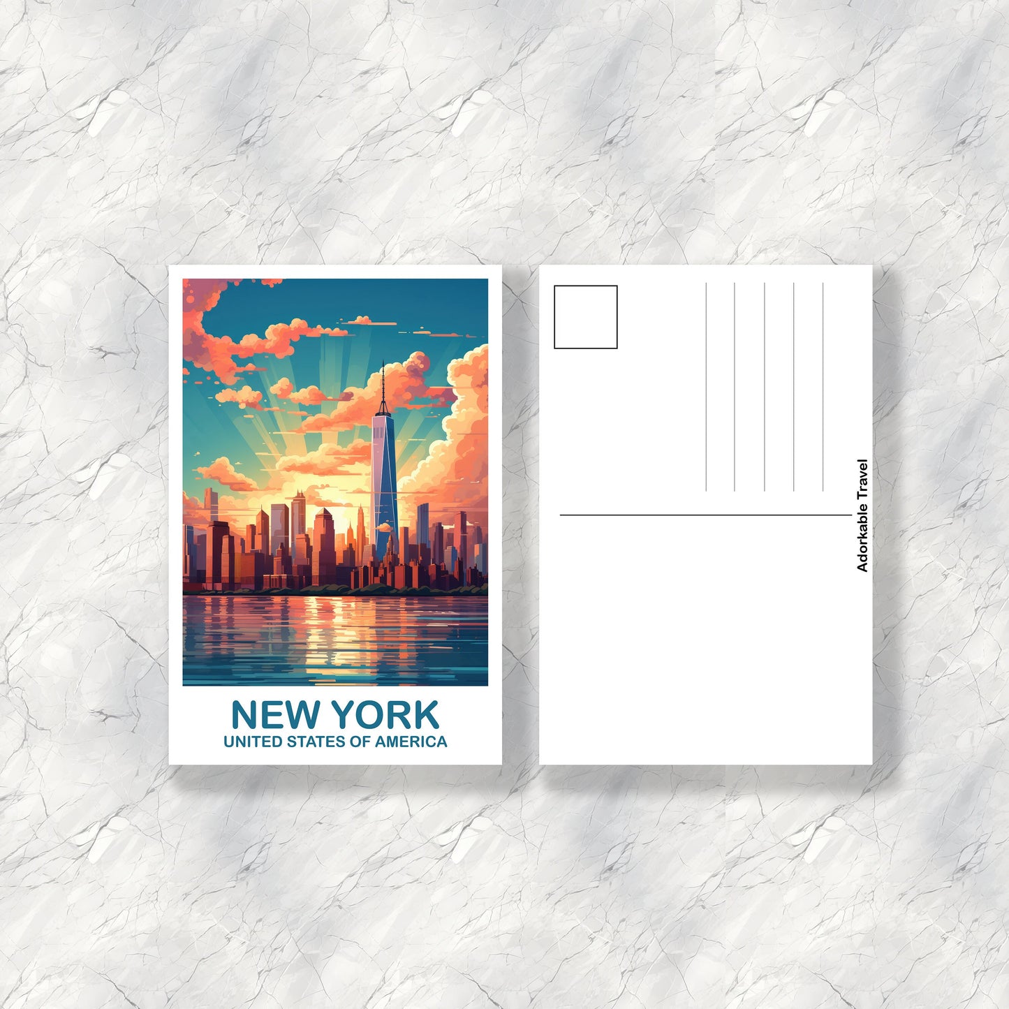 New York Travel Postcard, Manhattan Skyline Postcard, Big Apple Postcard, Bright and Vibrant Postcard, Travel Postcard | T2NA_NYNY1_P