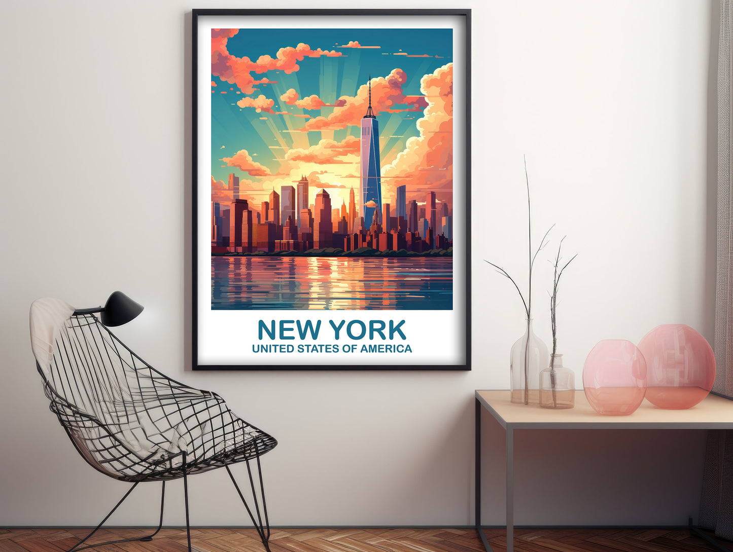 Digital New York Travel Wall Art, Manhattan Skyline, Printable New York Print, Big Apple Poster, Bright and Vibrant Wall Art | DT2NA_NYNY1