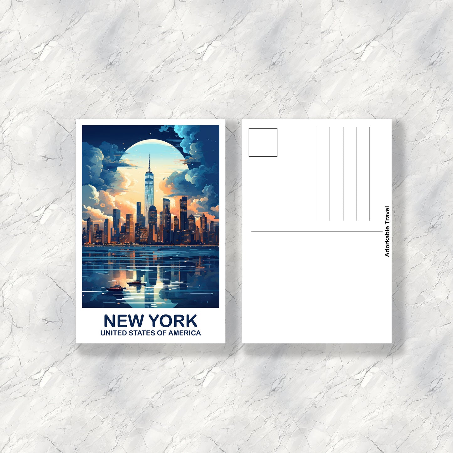 New York Travel Postcard, Manhattan Skyline Postcard, Big Apple Postcard, Bright and Vibrant Postcard, Travel Postcard | T2NA_NYNY2_P