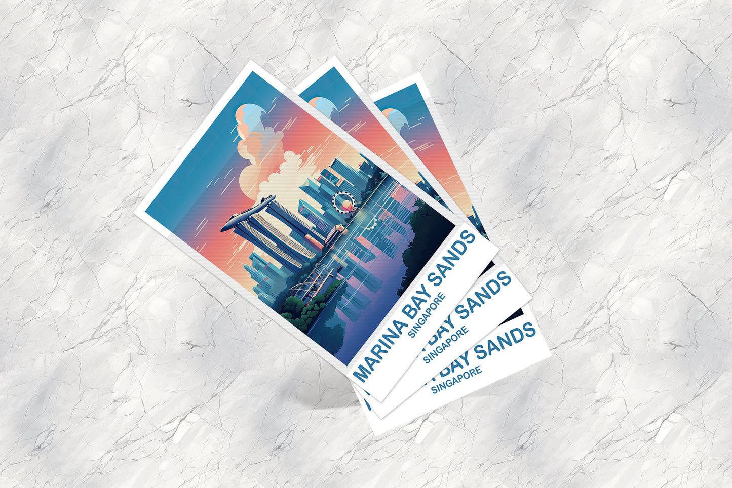 Singapore Travel Postcard, Singapore Skyline Postcard, Marina Bay Sands Postcard, City Skyline Art, Travel Postcard, Asia | T2AS_SIMBS1_P