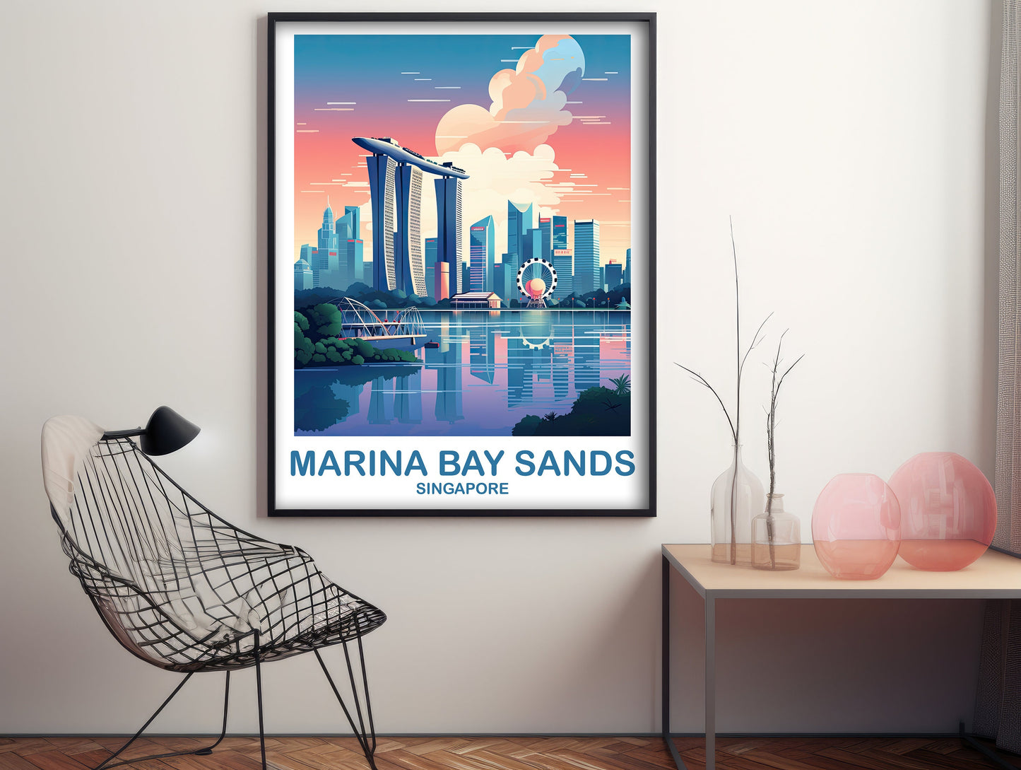 Singapore Travel Wall Art, Singapore Skyline, Marina Bay Sands Wall Art Poster, City Skyline Wall Art | T2AS_SIMBS1