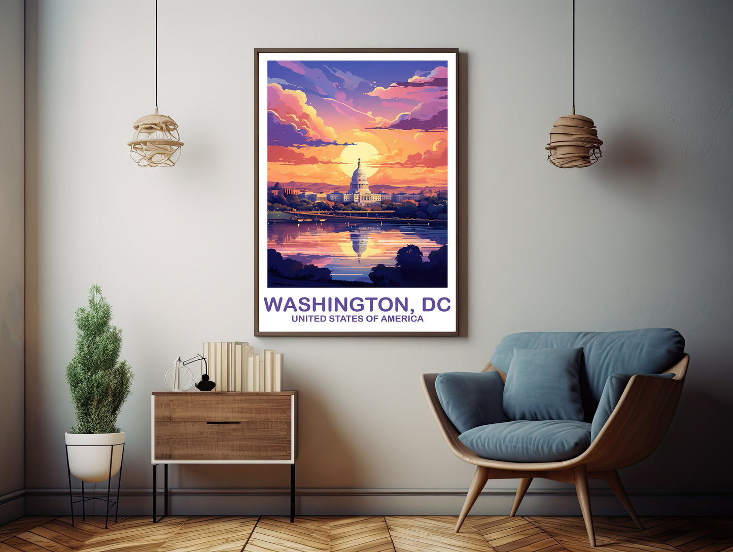 Washington DC Travel Print Wall Art, Washington DC Wall Art, Capital Hill Poster, City Skyline Sunset Wall Art, North America | T2NA_DCWA1