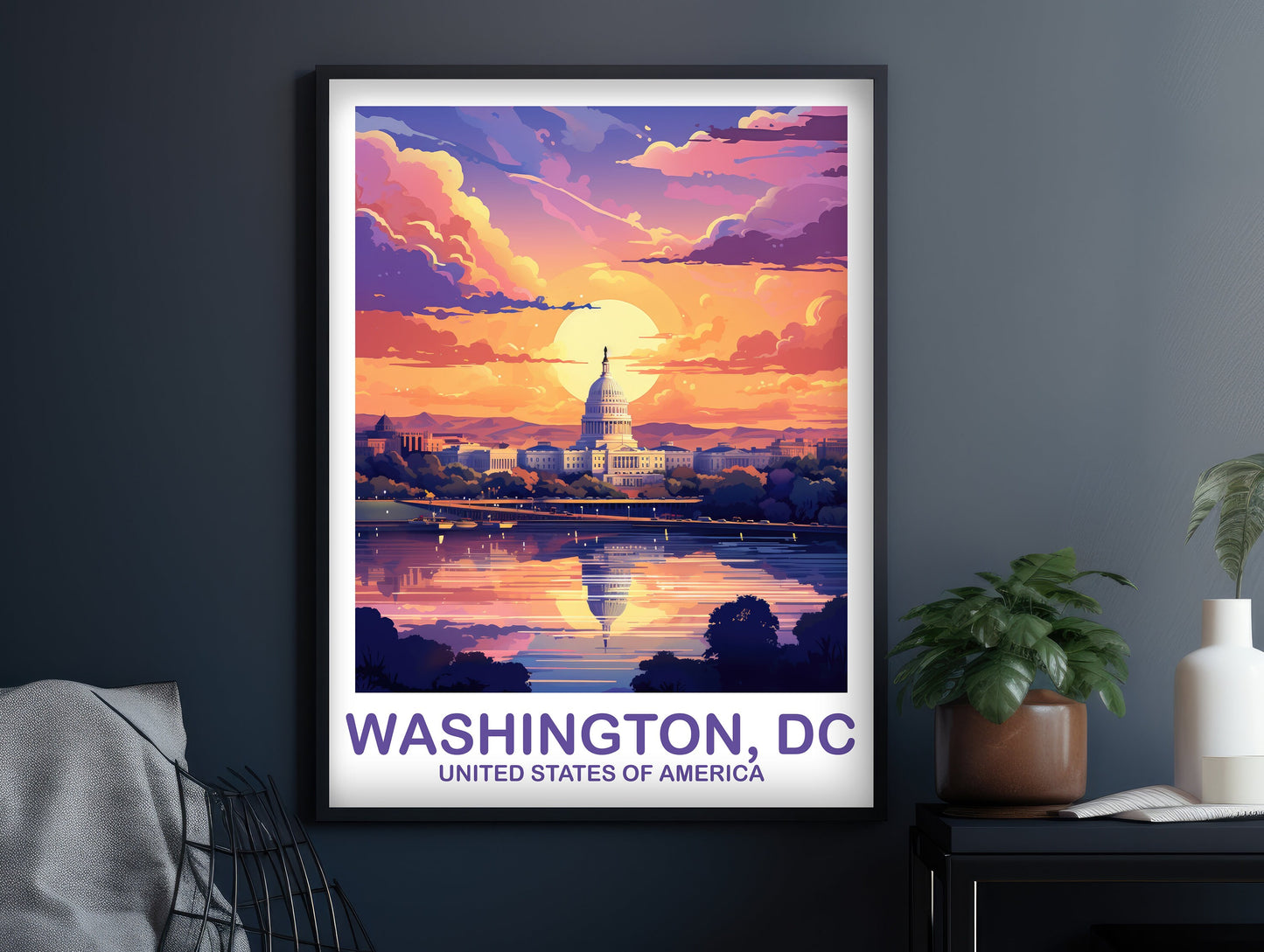 Washington DC Travel Print Wall Art, Washington DC Wall Art, Capital Hill Poster, City Skyline Sunset Wall Art, North America | T2NA_DCWA1