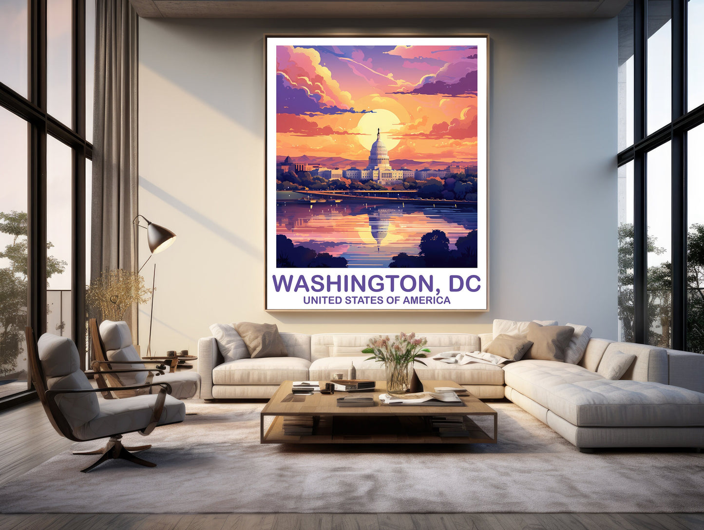 Washington DC Travel Print Wall Art, Washington DC Wall Art, Capital Hill Poster, City Skyline Sunset Wall Art, North America | T2NA_DCWA1