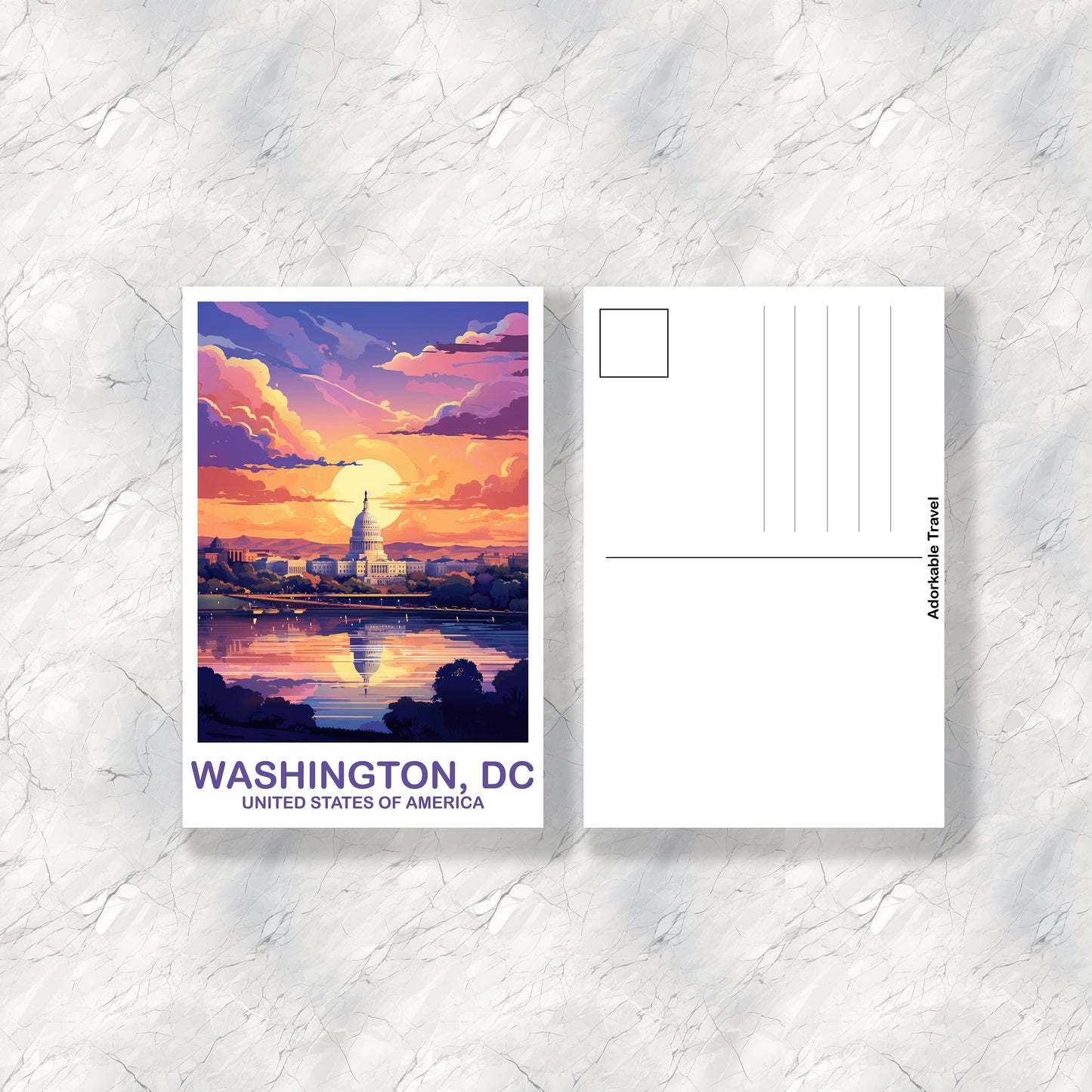Washington DC Travel Postcard, Washington DC Postcard, White House Poster, City Skyline Sunset Postcard, North America | T2NA_DCWA1_P