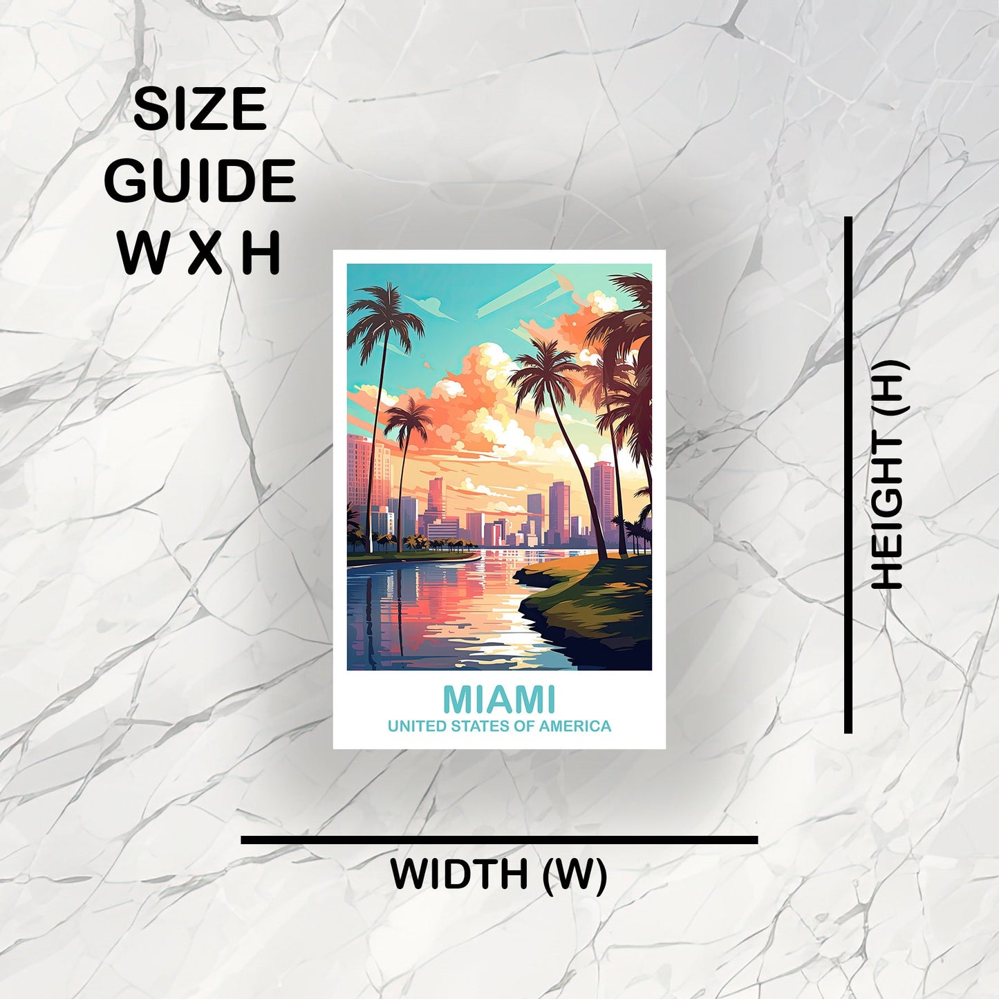 Miami Florida Travel Sticker, Miami Travel Sticker, Florida Art Sticker, City Skyline Art Sticker, Miami Art Sticker | T2NA_FLMI3_S