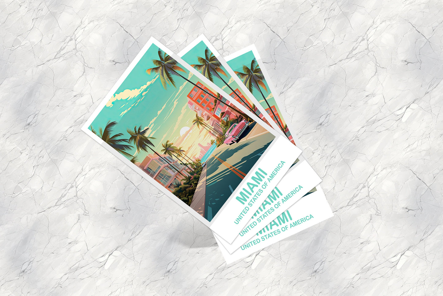 Miami Florida Travel Postcard, Miami Travel Art Postcard, Florida Art Postcard, City Skyline Postcard, Miami Florida Art | T2NA_FLMI4_P