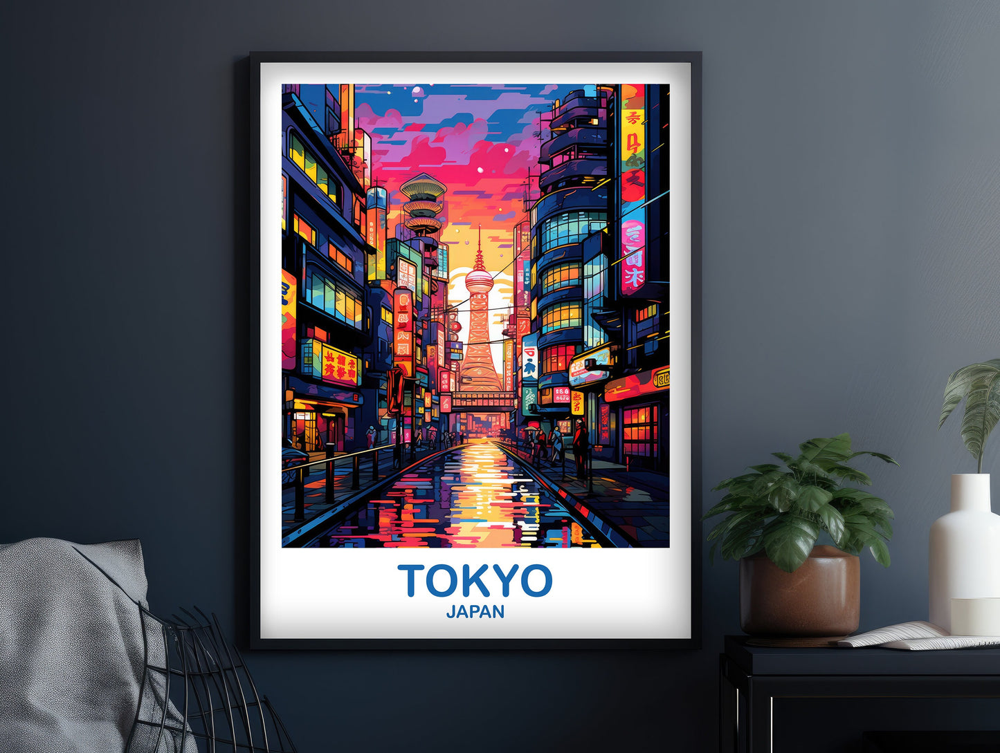 Tokyo Travel Wall Art, Tokyo Skyline, Japan Wall Art Poster, City Skyline Wall Art, Vibrant Sunset, Travel Wall Art | T2AS_JATO3