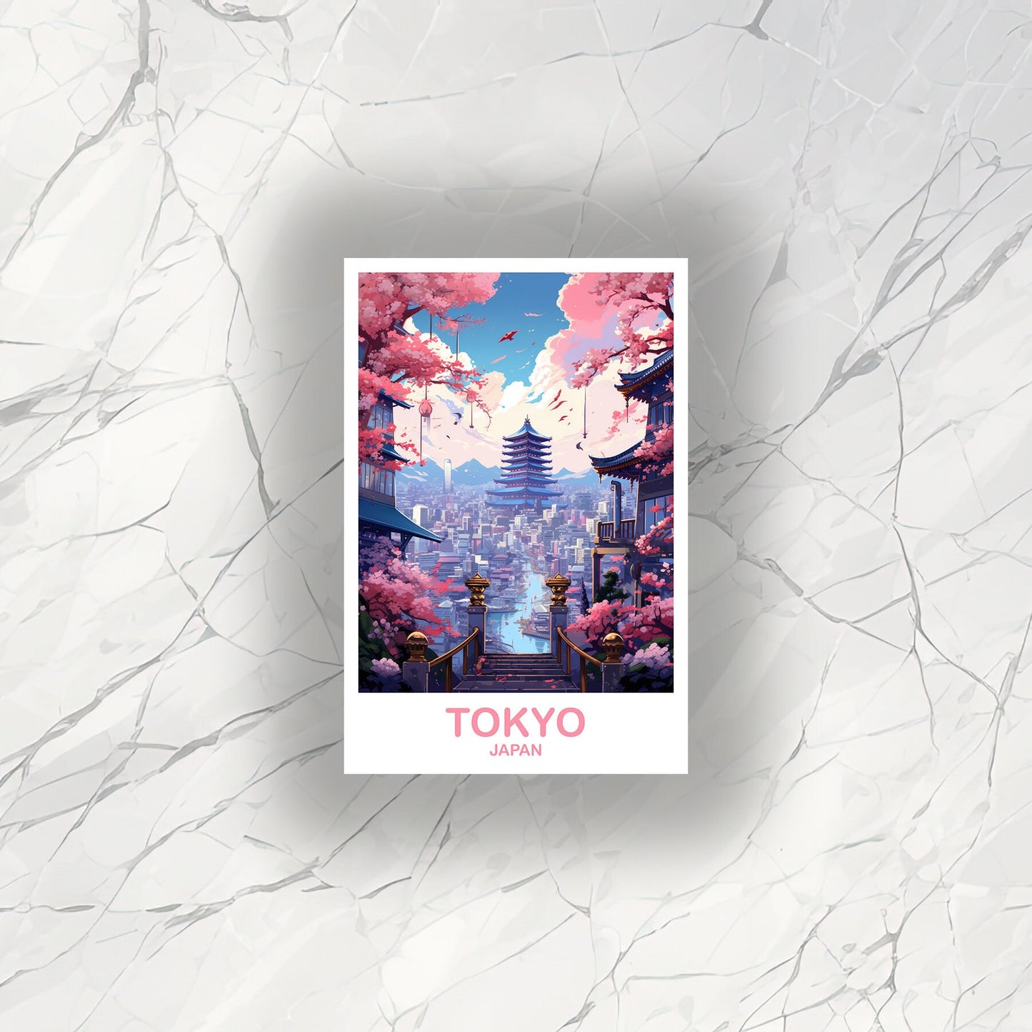 Tokyo Travel Art Sticker, Tokyo Skyline Sticker, Japan Art Sticker, City Skyline Sticker, Vibrant Sunset, Travel Sticker | T2AS_JATO4_S