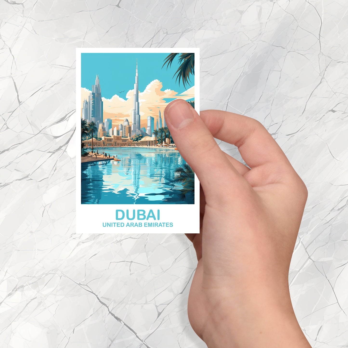 Dubai Travel Art Sticker, Dubai Skyline, Dubai Art Sticker, City Skyline Sticker Art, Vibrant Sunset, Travel Art Sticker | T2AS_UAEDU3_S
