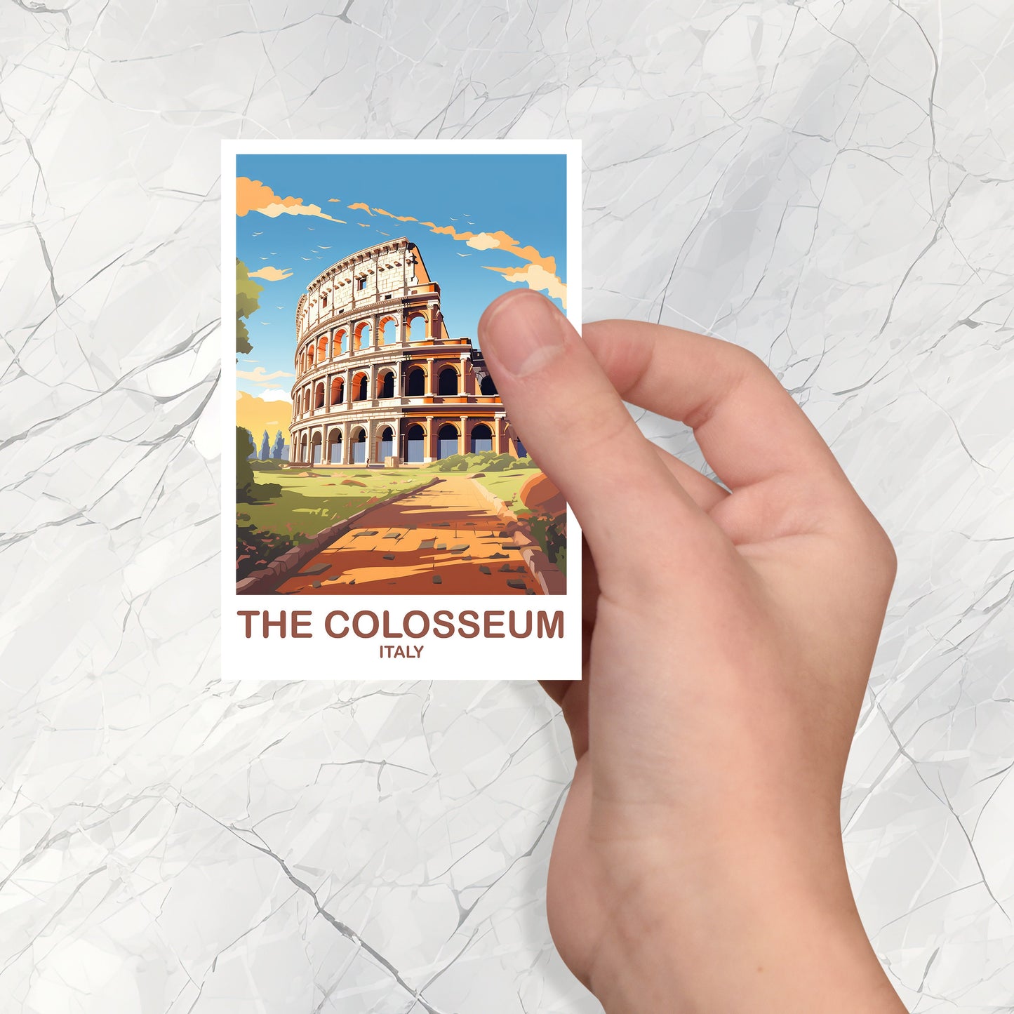 Colosseum Travel Art Sticker, 7 Wonders Travel Art, Rome Travel Art, Italy Sticker, Rome Travel Art, Italy Travel Sticker | T2EU_ITRO3_S