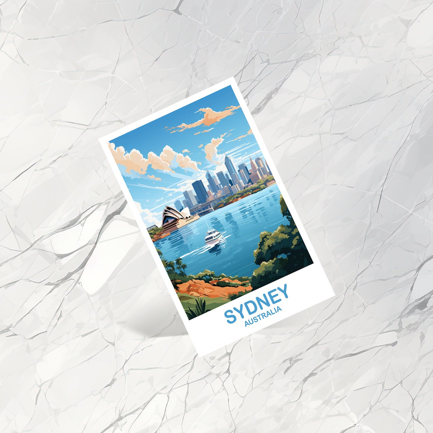 Sydney Travel Postcard Art, Australia Travel Art, Sydney Wall Art Postcard, City Skyline Wall Art, New South Wales | T2AU_NSWSY1_P