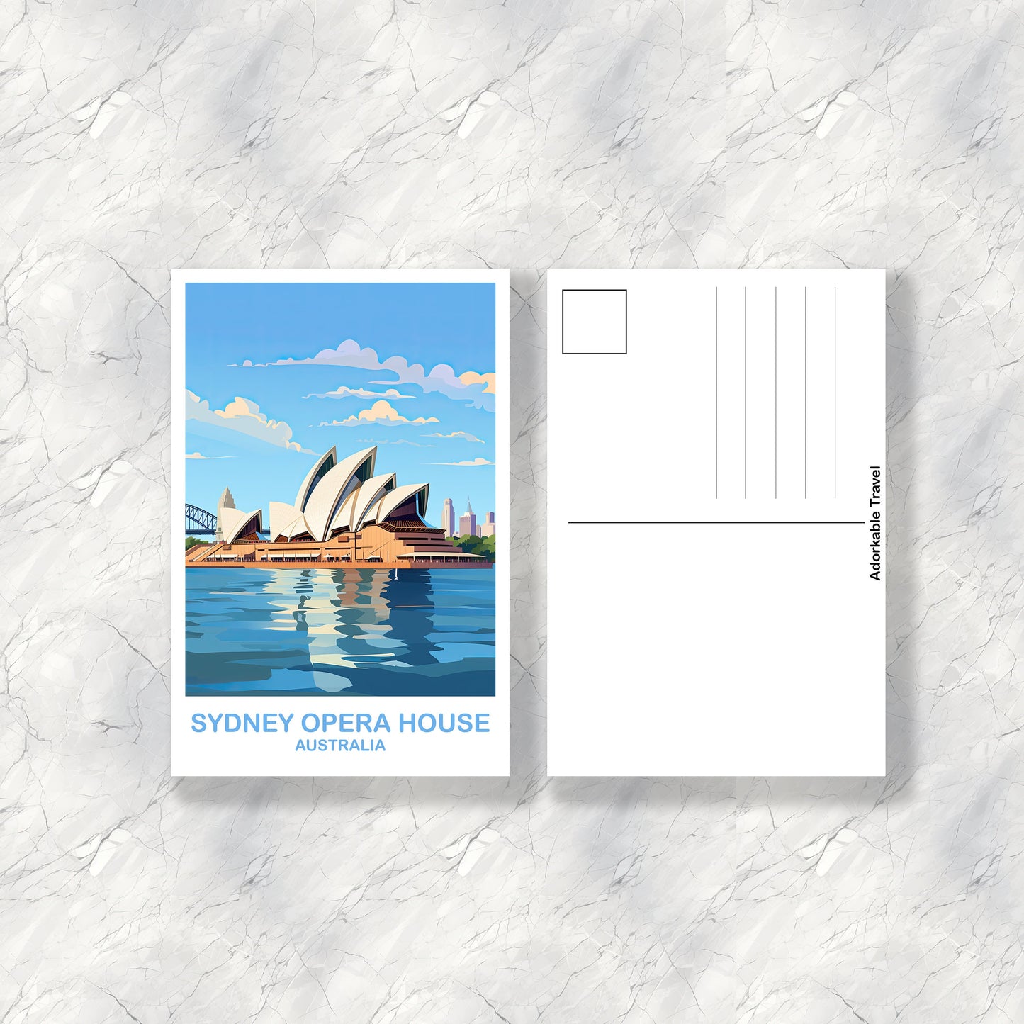 Sydney Opera House Travel Postcard Art, Australia Travel Art, Sydney Art Postcard, City Skyline Wall Art, New South Wales | T2AU_NSWSY3_P