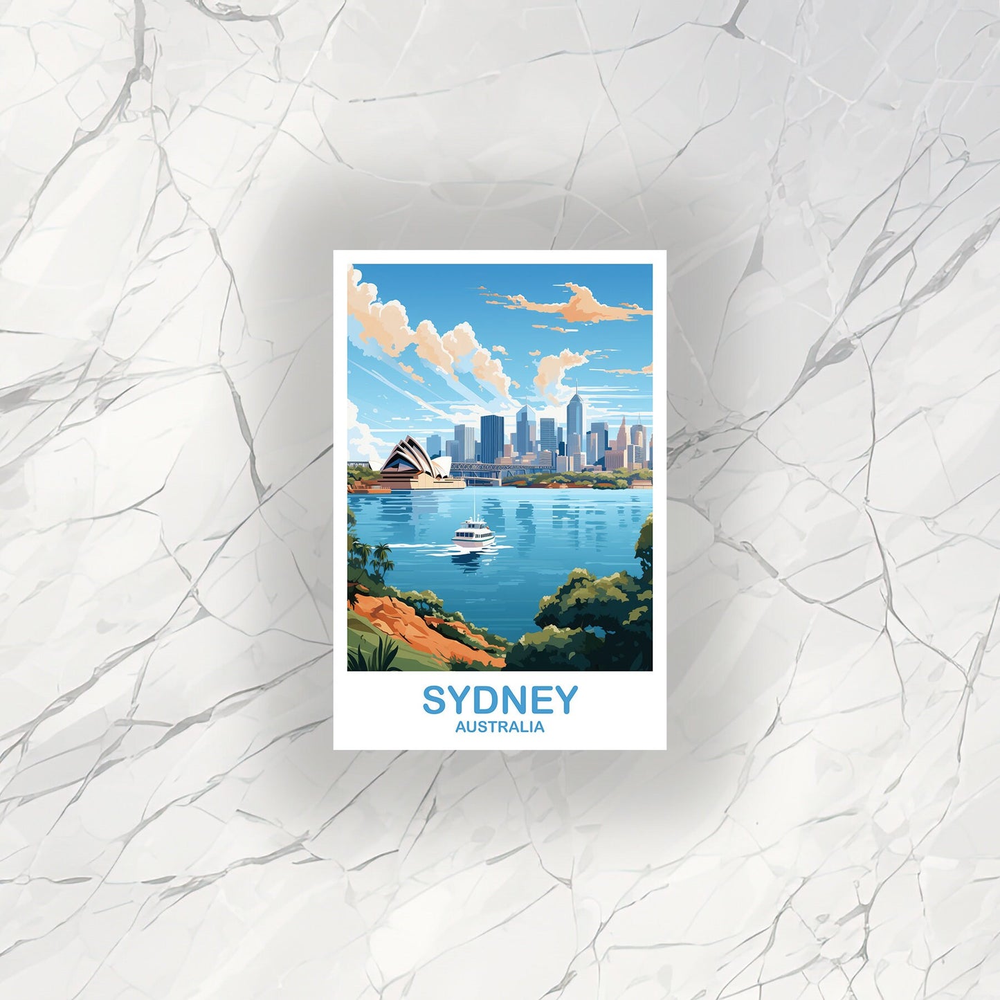 Sydney Travel Sticker Art, Australia Travel Sticker Art, Sydney Sticker Art, City Skyline Wall Art, New South Wales | T2AU_NSWSY1_S