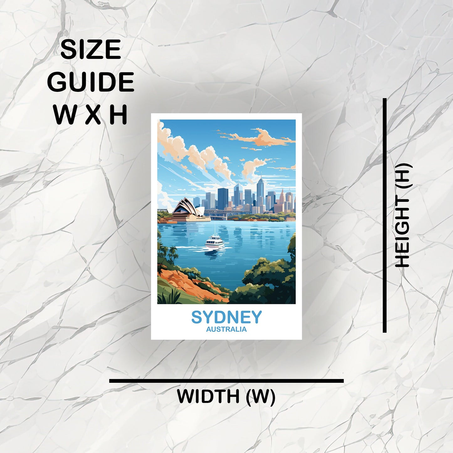 Sydney Travel Sticker Art, Australia Travel Sticker Art, Sydney Sticker Art, City Skyline Wall Art, New South Wales | T2AU_NSWSY1_S