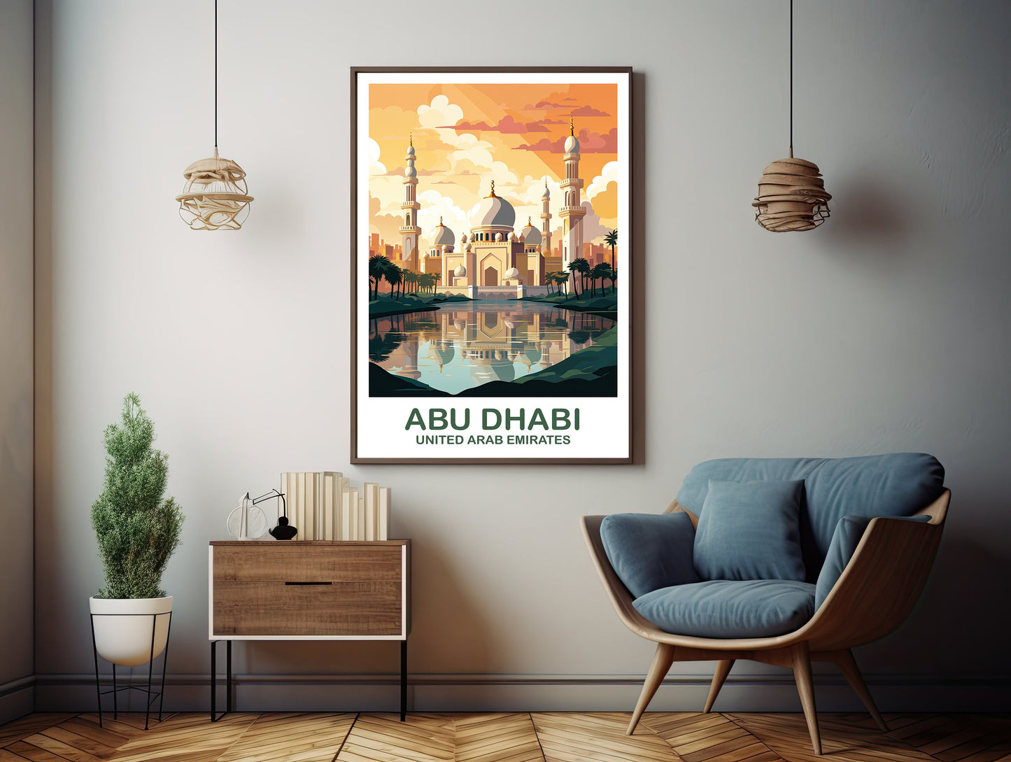 Abu Dhabi Travel Wall Art, Abu Dubai Skyline, Abu Dubai Wall Art Poster, City Skyline Wall Art, Travel Wall Art | T2AS_UAEAD1