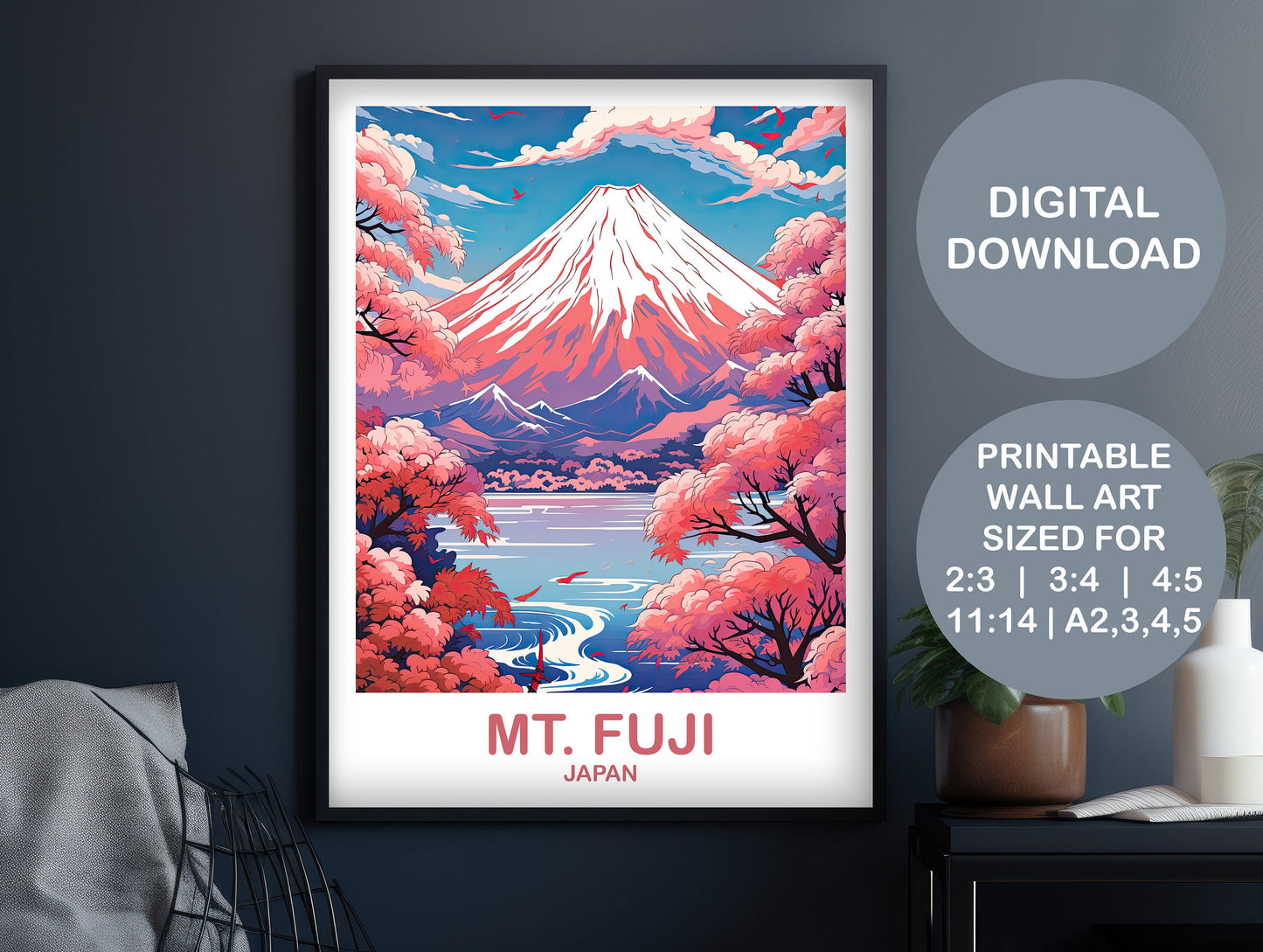 Mt.Fuji Travel Art, Digital Japan Wall Art, Printable Travel Wall Art, Landscape Travel Wall Art, Japan Travel | DT2AS_JAHO1