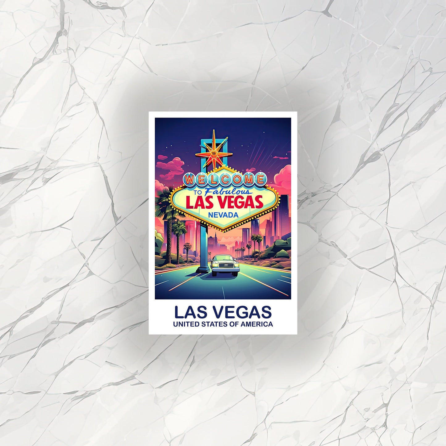 Las Vegas Travel Sticker, Las Vegas Sign Sticker, Las Vegas Art Sticker, City Skyline Sticker, Luggage Sticker | T2NA_NVLV1_S