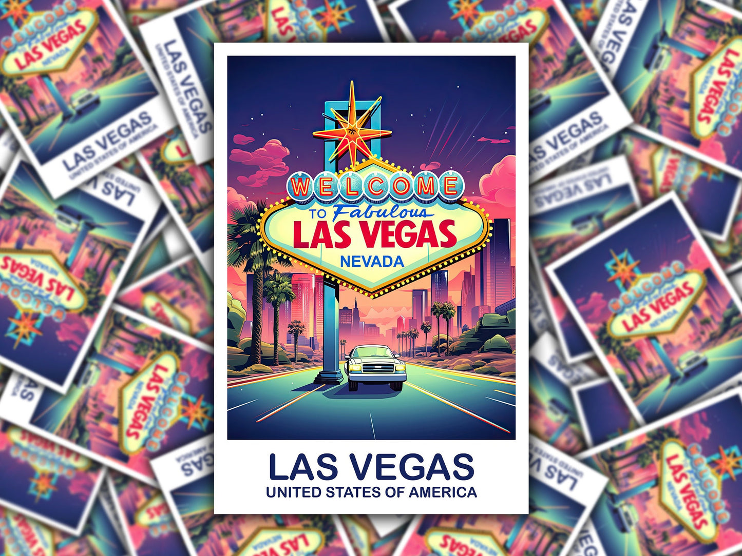Las Vegas Travel Sticker, Las Vegas Sign Sticker, Las Vegas Art Sticker, City Skyline Sticker, Luggage Sticker | T2NA_NVLV1_S