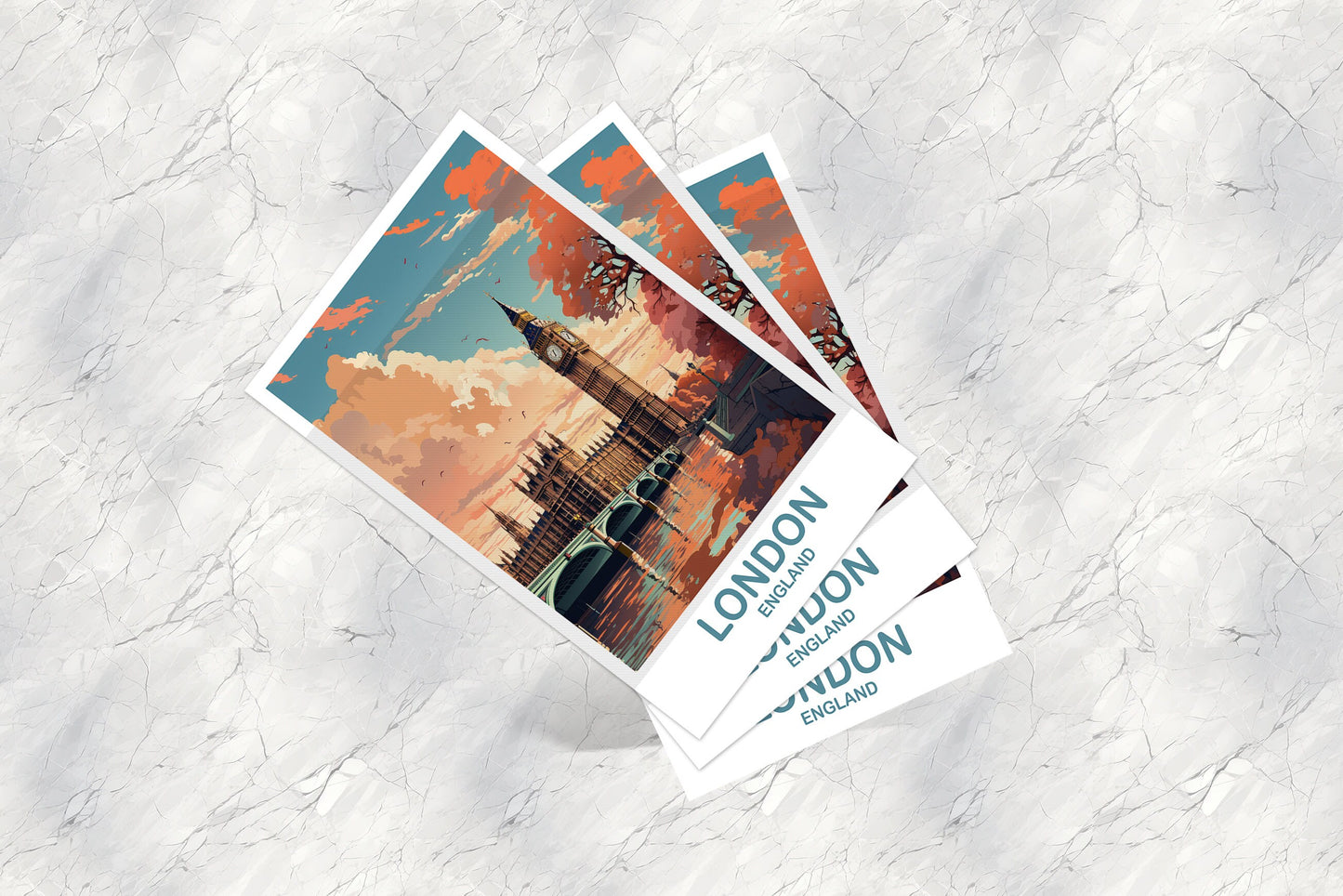 London Travel Art Postcard, London Travel Art, England Postcard, Big Ben Travel Postcard Art, England Travel Art | T2EU_ENL03_P