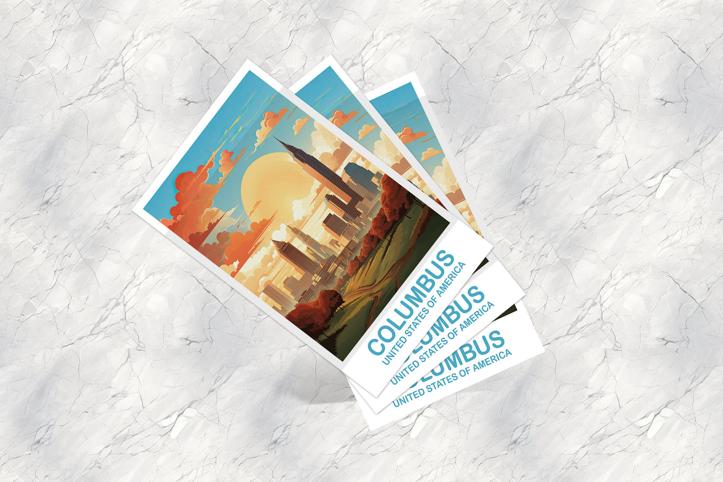 Columbus Ohio Travel Postcard, Columbus Travel Art Postcard, Ohio Art Postcard, City Skyline Postcard, USA Art Postcard | T2NA_OHCO2_P