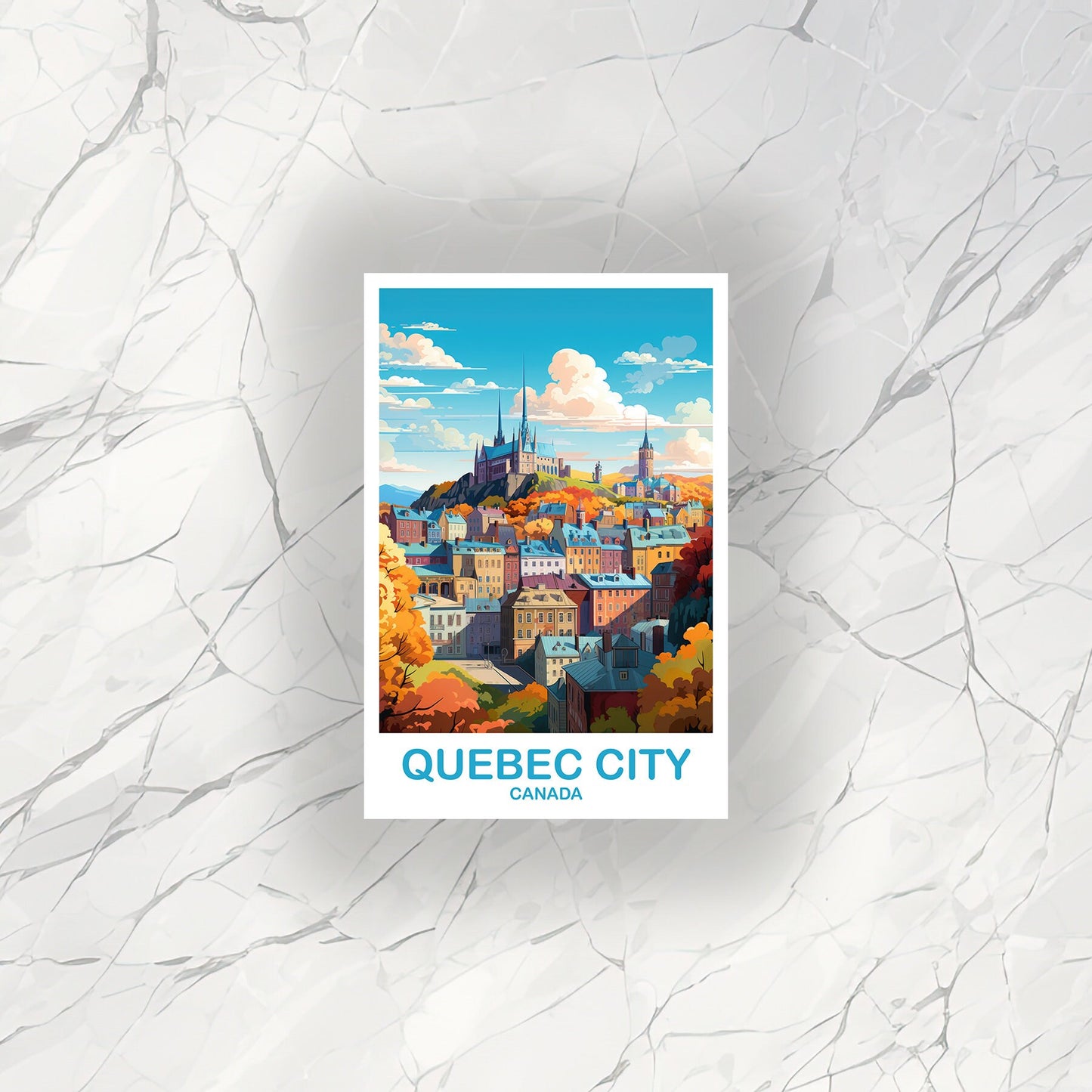 Quebec City Travel Sticker, Quebec Travel Sticker Art, Quebec Sticker Art, City Skyline Sticker Art, Canada Travel Art | T2NA_QUQC1_S