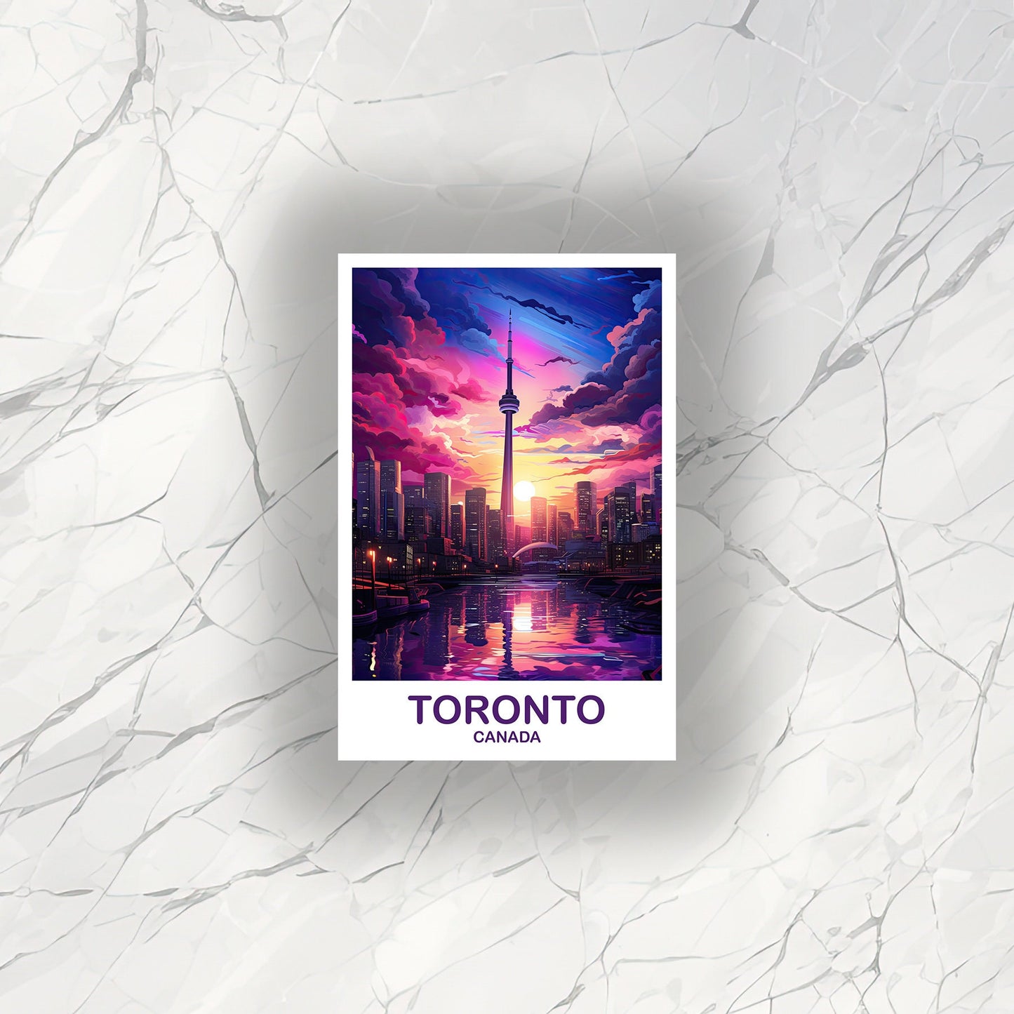 Toronto Travel Sticker Decal, Ontario Travel Sticker, Toronto Sticker, City Skyline Art Sticker, Toronto Sunset Sticker | T2NA_ONTO4_S