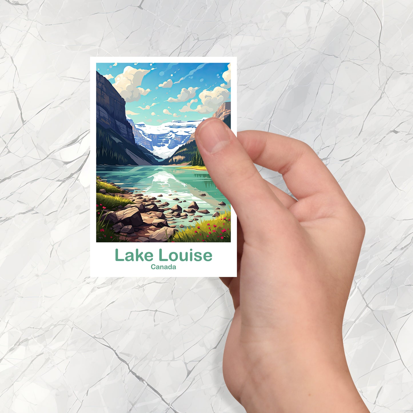 Lake Louise Travel Sticker Decal, Banff National Park Travel Sticker, City Skyline Art Sticker, Rocky Mountain Sticker | T2NA_ABLL1_S