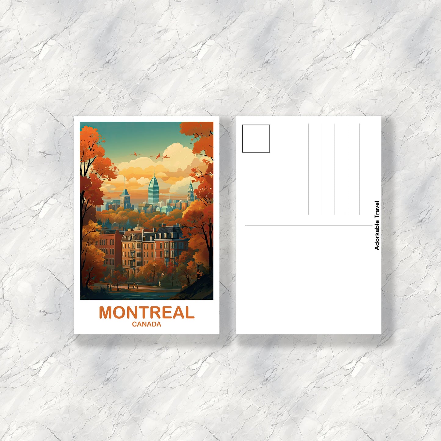 Montreal Travel Postcard, Quebec Travel Art Postcard, Montreal Art Postcard, City Skyline Art, Canada Travel Postcard | T2NA_QUMO1_P