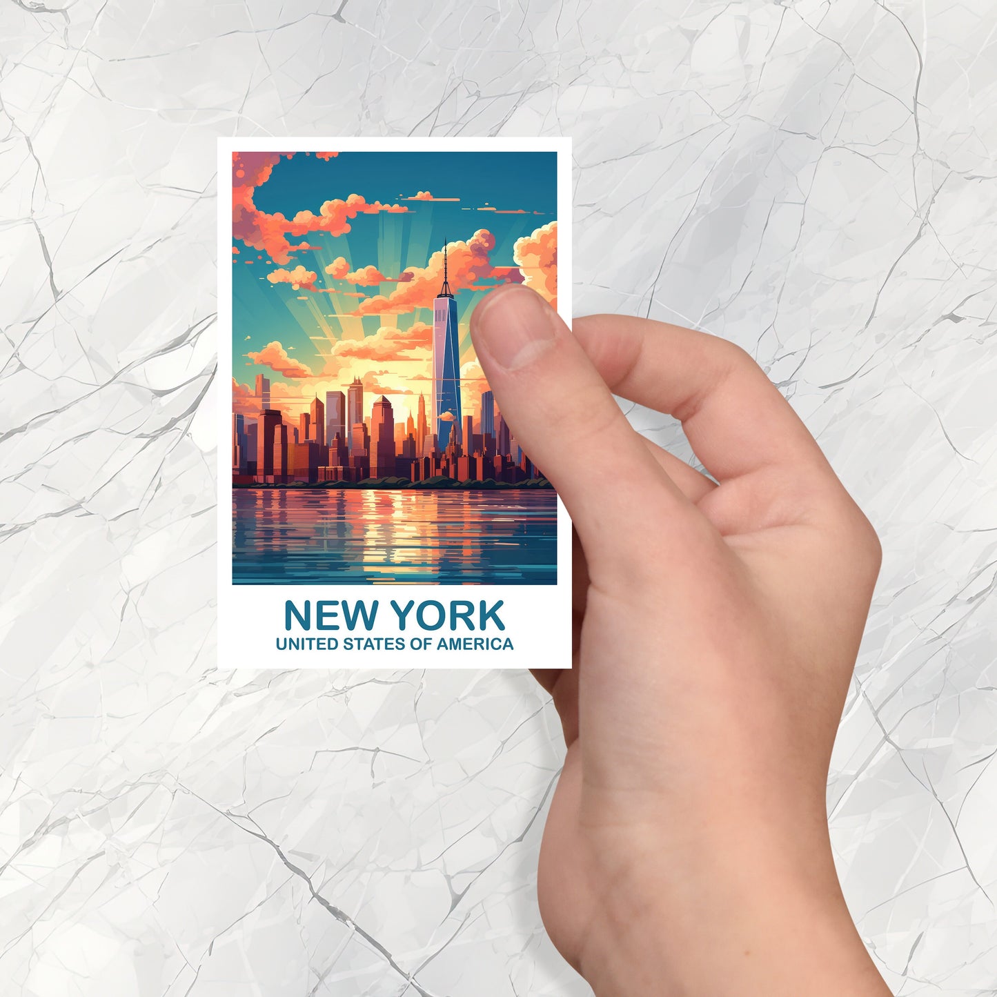 New York Travel Sticker, Manhattan Skyline Sticker, New York Sticker, Big Apple Sticker, Bright and Vibrant Sticker | T2NA_NYNY1_S